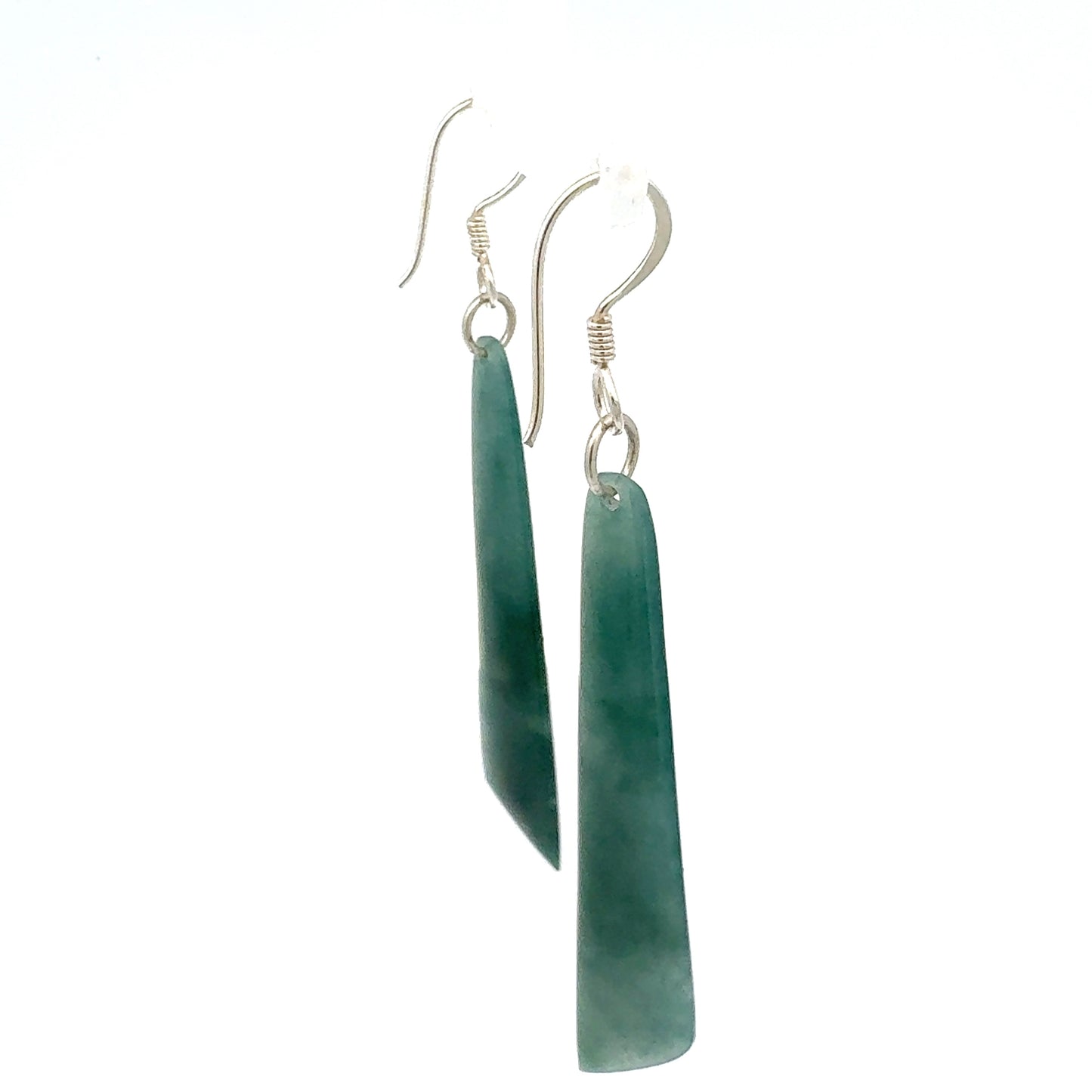 Princesa Blue Guatemalan Jade Dangle Earrings in Silver