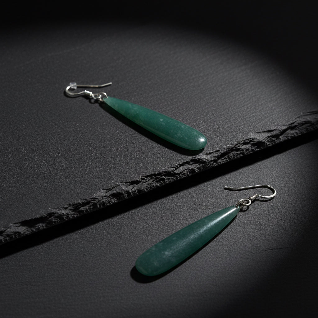 Princesa Blue Guatemalan Jade Teardrop Earrings in Silver