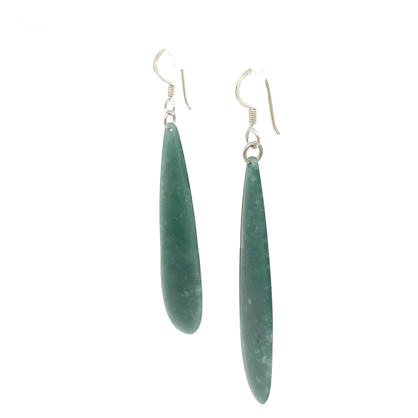 Princesa Blue Guatemalan Jade Teardrop Earrings in Silver
