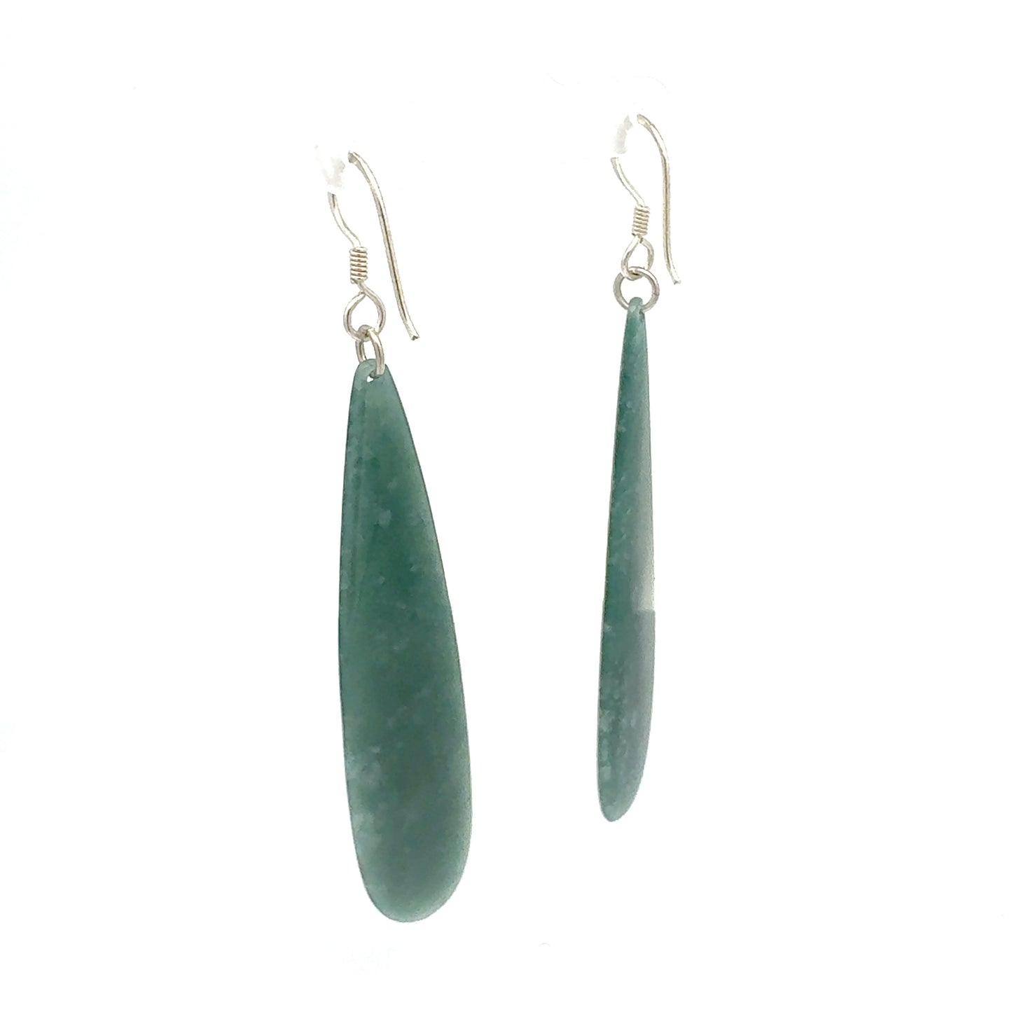 Princesa Blue Guatemalan Jade Teardrop Earrings in Silver