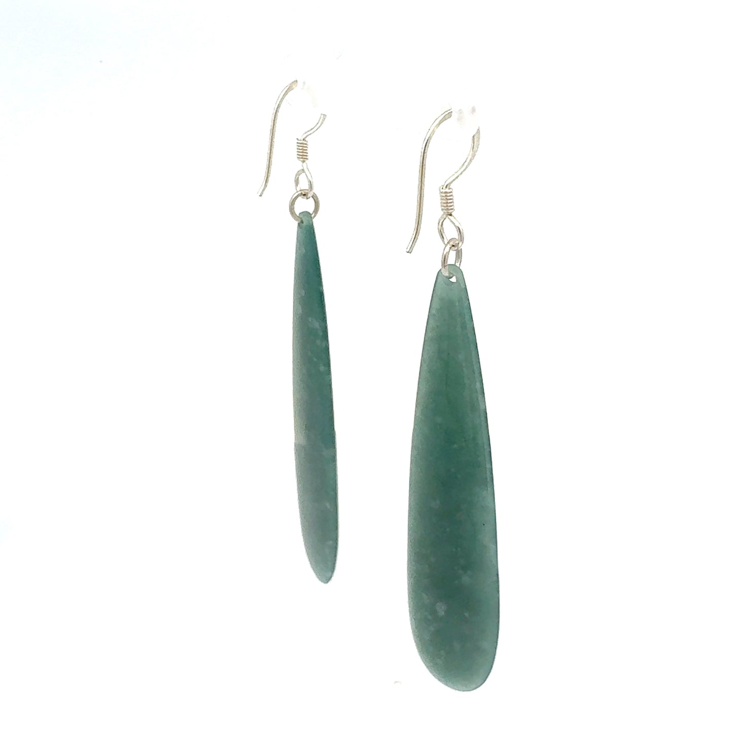 Princesa Blue Guatemalan Jade Teardrop Earrings in Silver