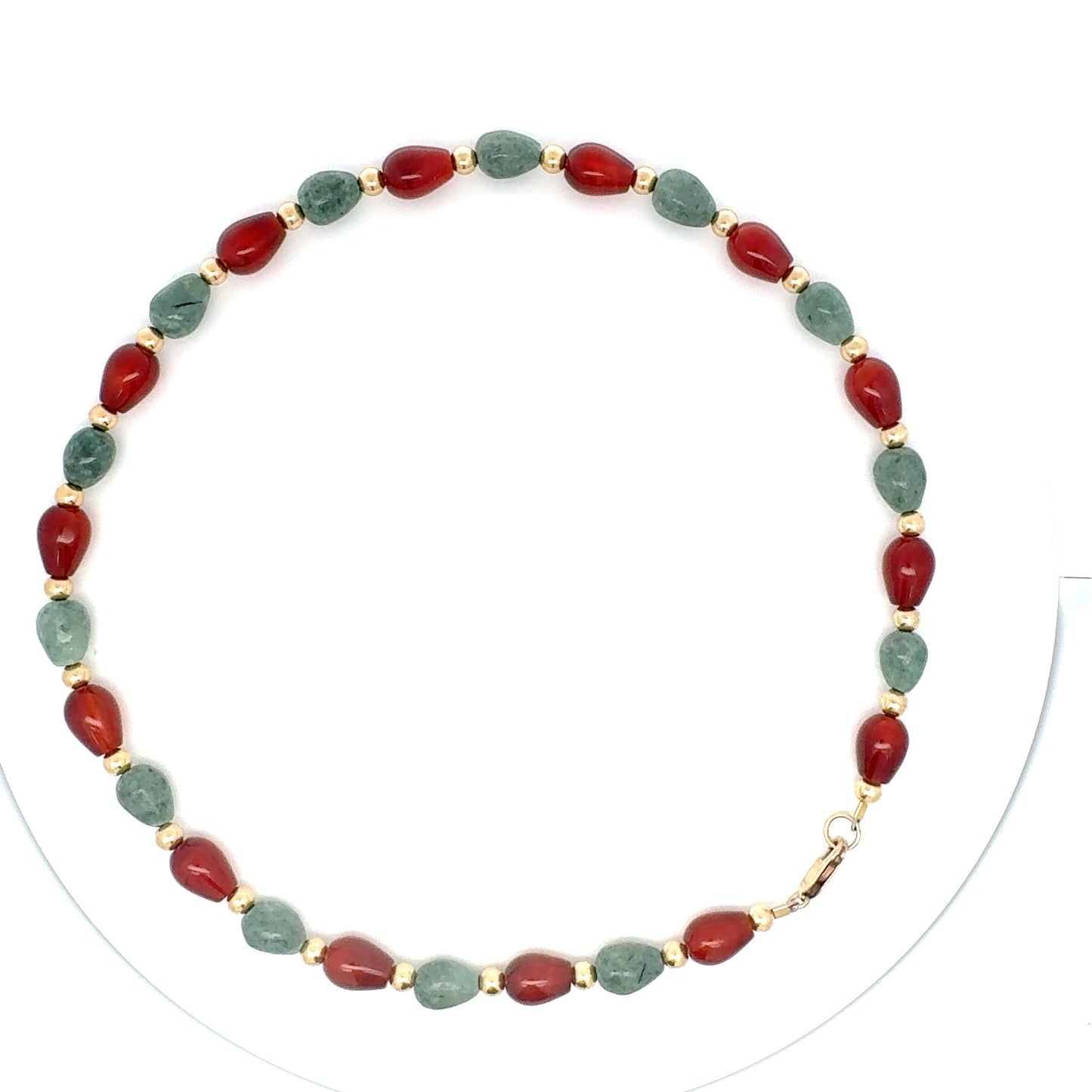 Traditional Guatemalan Jade & Carnelian Teardrop Necklace in Gold Vermeil