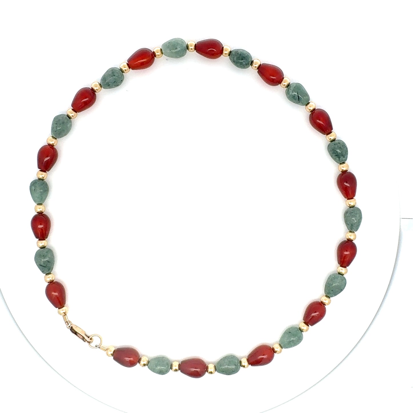Traditional Guatemalan Jade & Carnelian Teardrop Necklace in Gold Vermeil