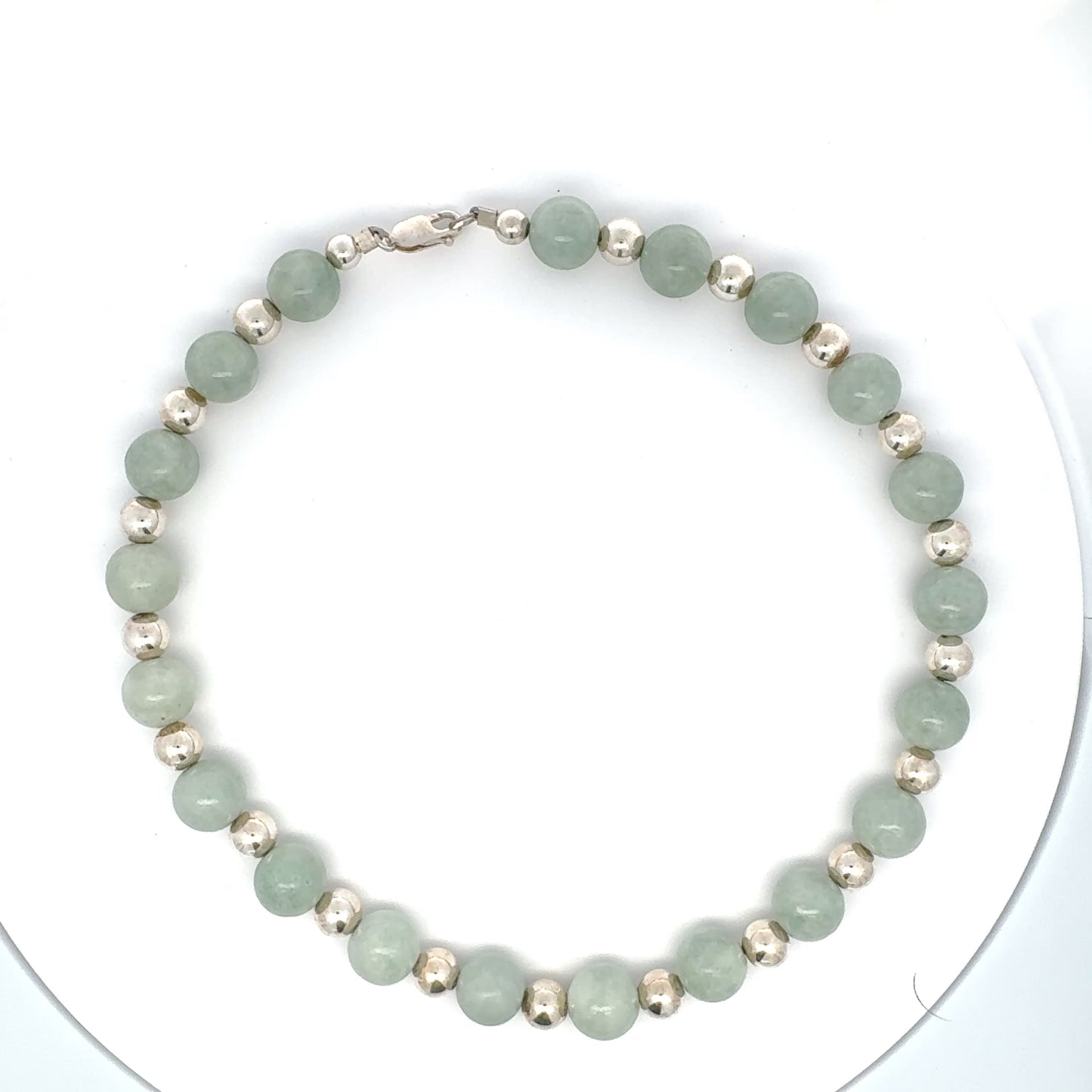 Manzano Guatemalan Jade & Silver Beaded Necklace