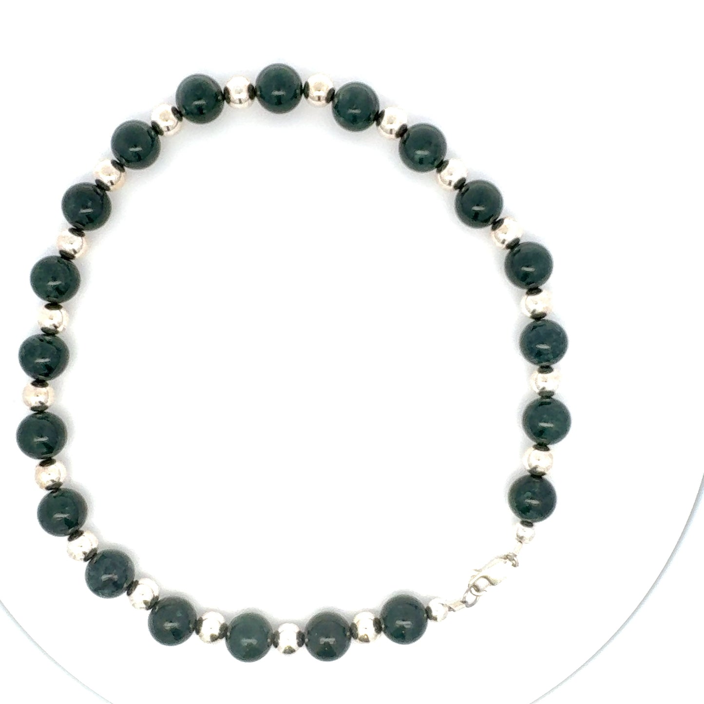 Jaguar Guatemalan Jade & Silver Beaded Necklace