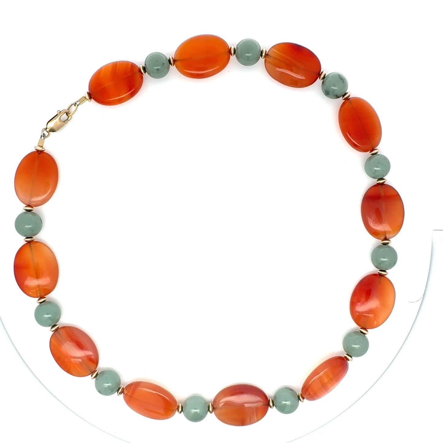 Manzano Guatemalan Jade & Carnelian Beaded Necklace in Gold Vermeil