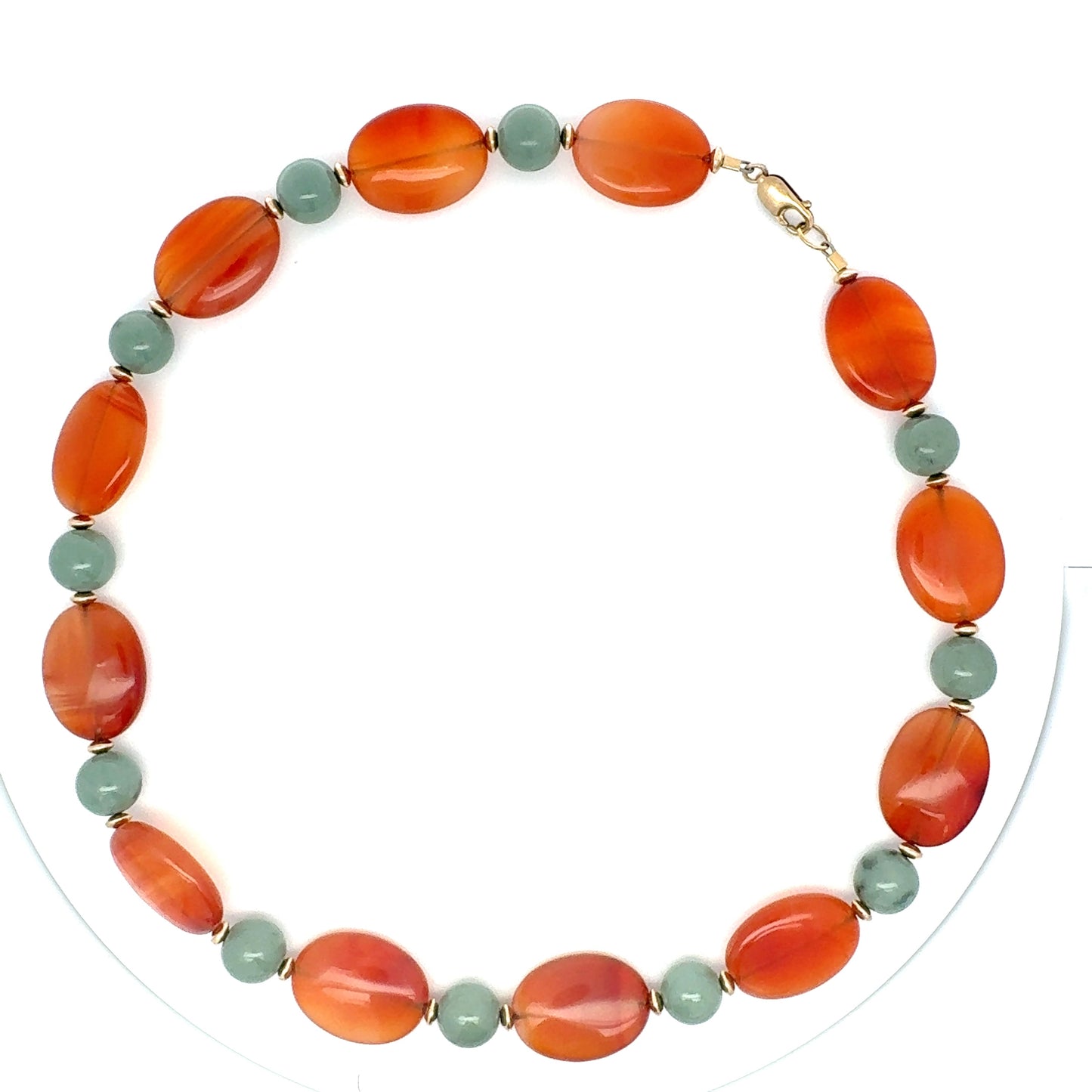 Manzano Guatemalan Jade & Carnelian Beaded Necklace in Gold Vermeil