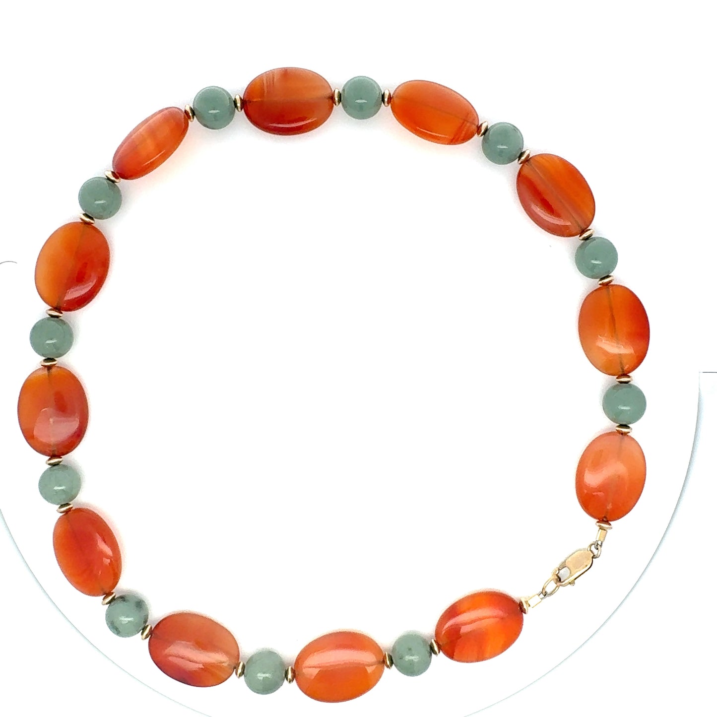 Manzano Guatemalan Jade & Carnelian Beaded Necklace in Gold Vermeil