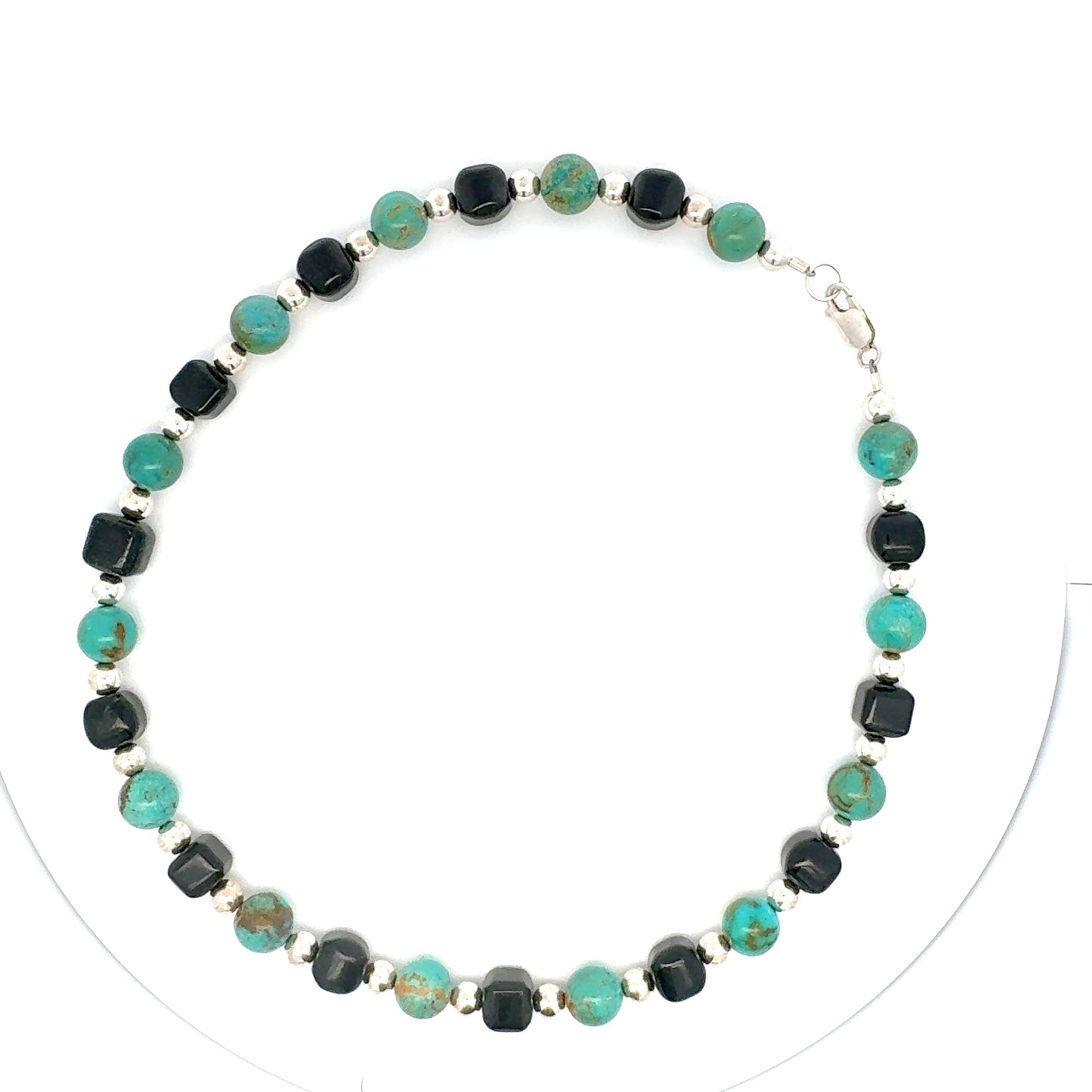 Black Guatemalan Jade & Campitos Turquoise Necklace in Silver