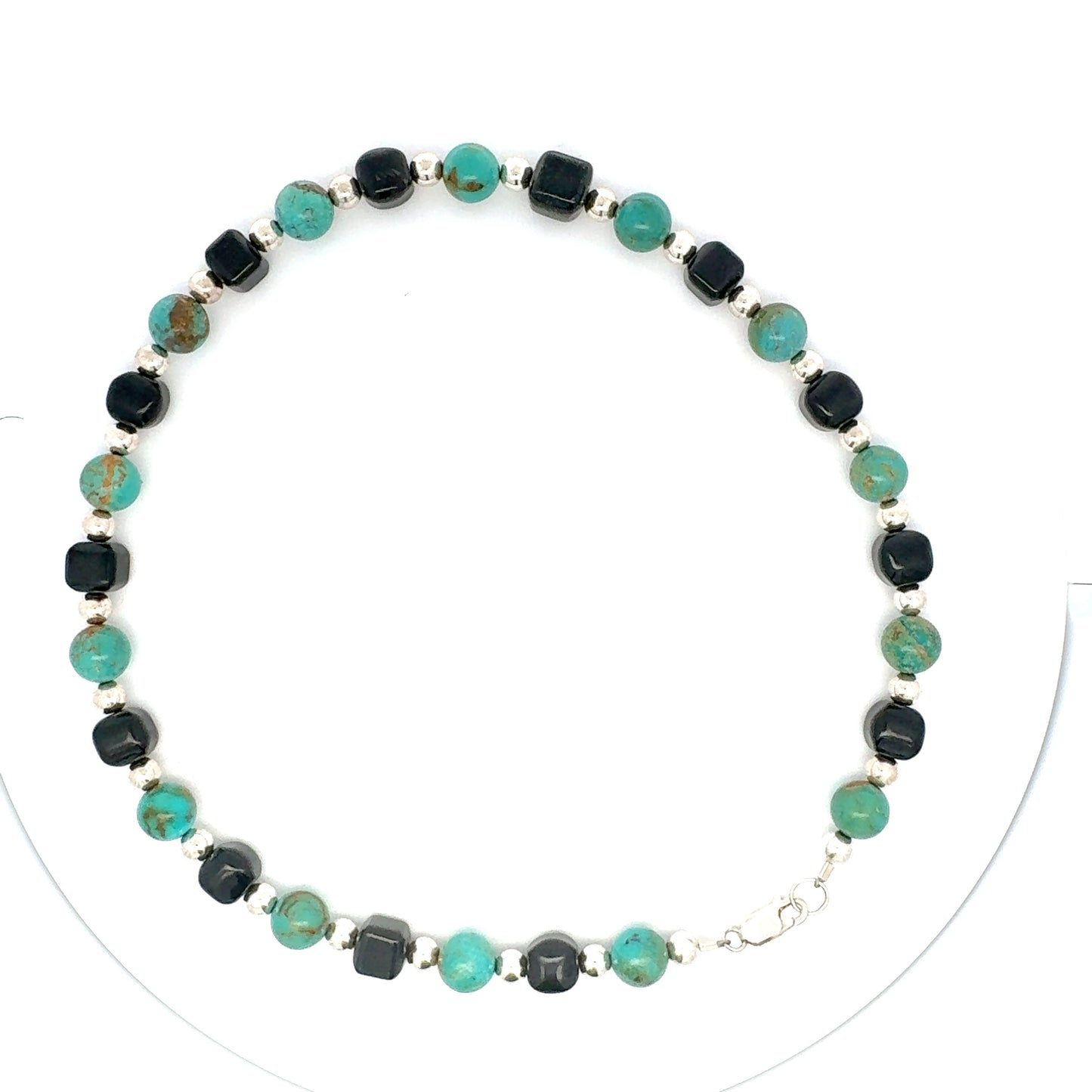 Black Guatemalan Jade & Campitos Turquoise Necklace in Silver
