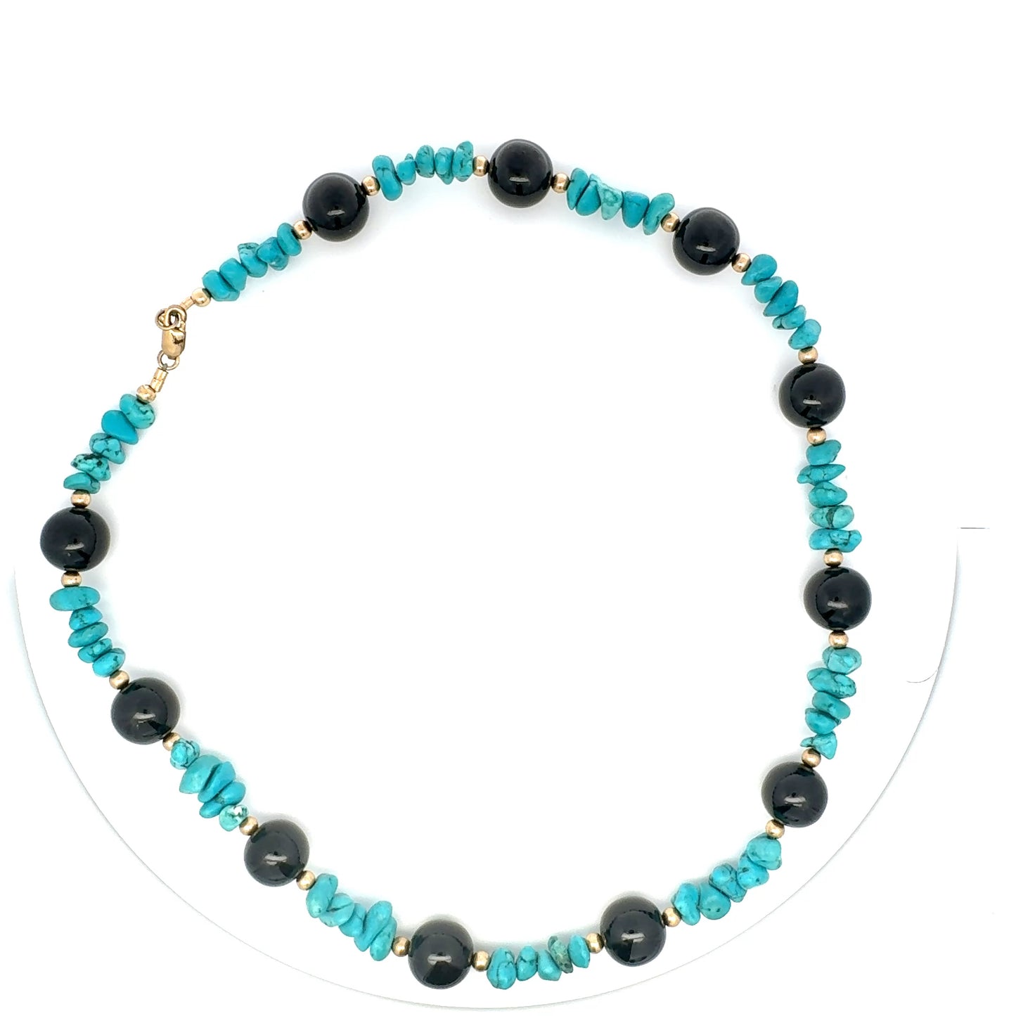 Black Guatemalan Jade & Campitos Turquoise Necklace in Gold Vermeil