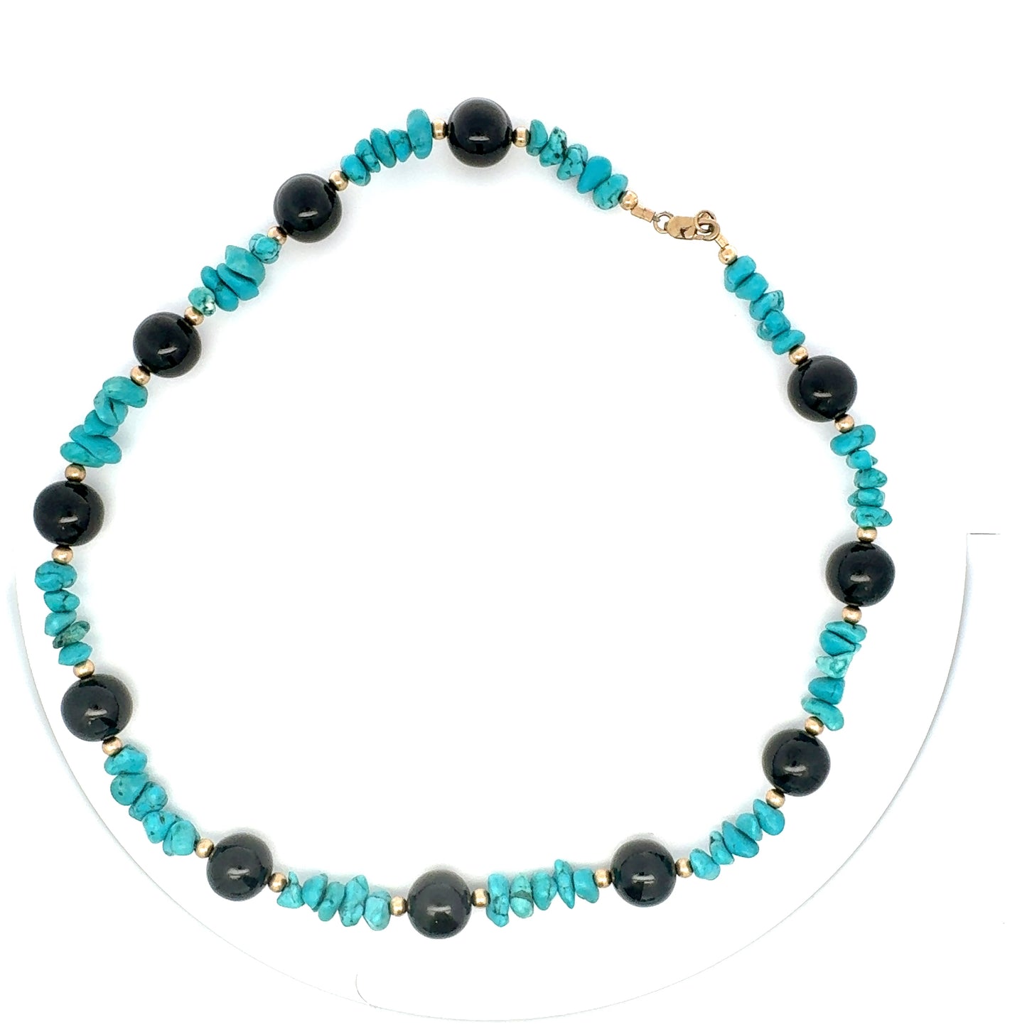 Black Guatemalan Jade & Campitos Turquoise Necklace in Gold Vermeil