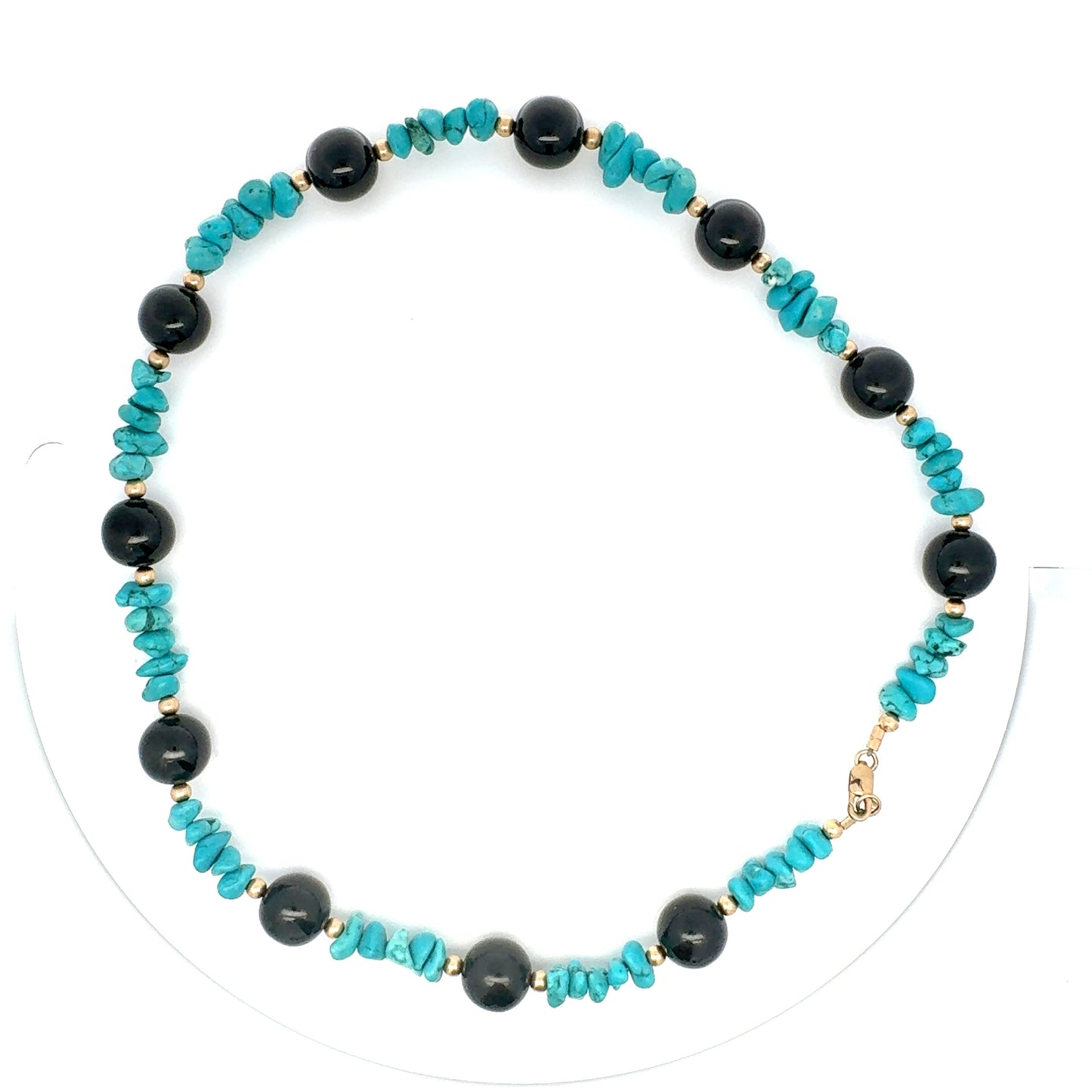 Black Guatemalan Jade & Campitos Turquoise Necklace in Gold Vermeil