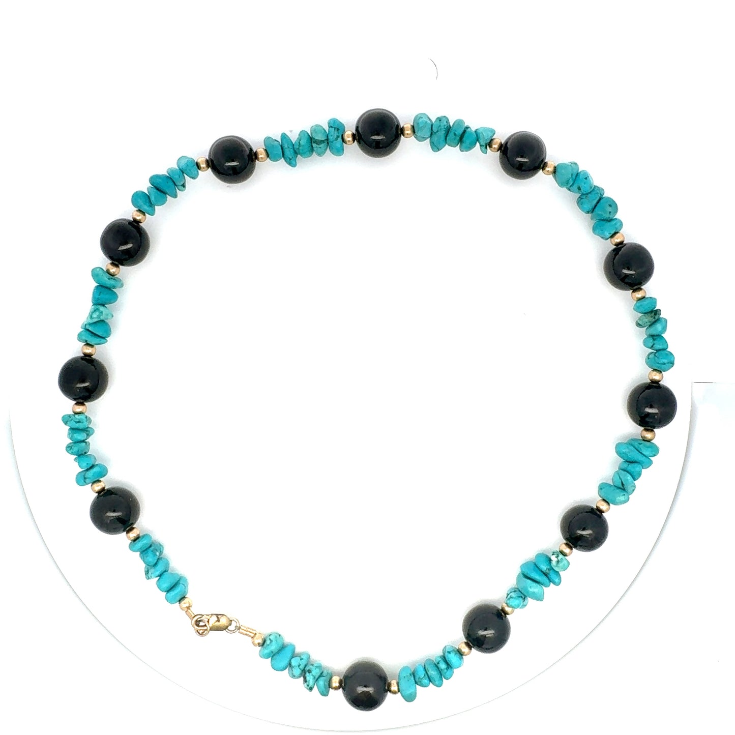 Black Guatemalan Jade & Campitos Turquoise Necklace in Gold Vermeil