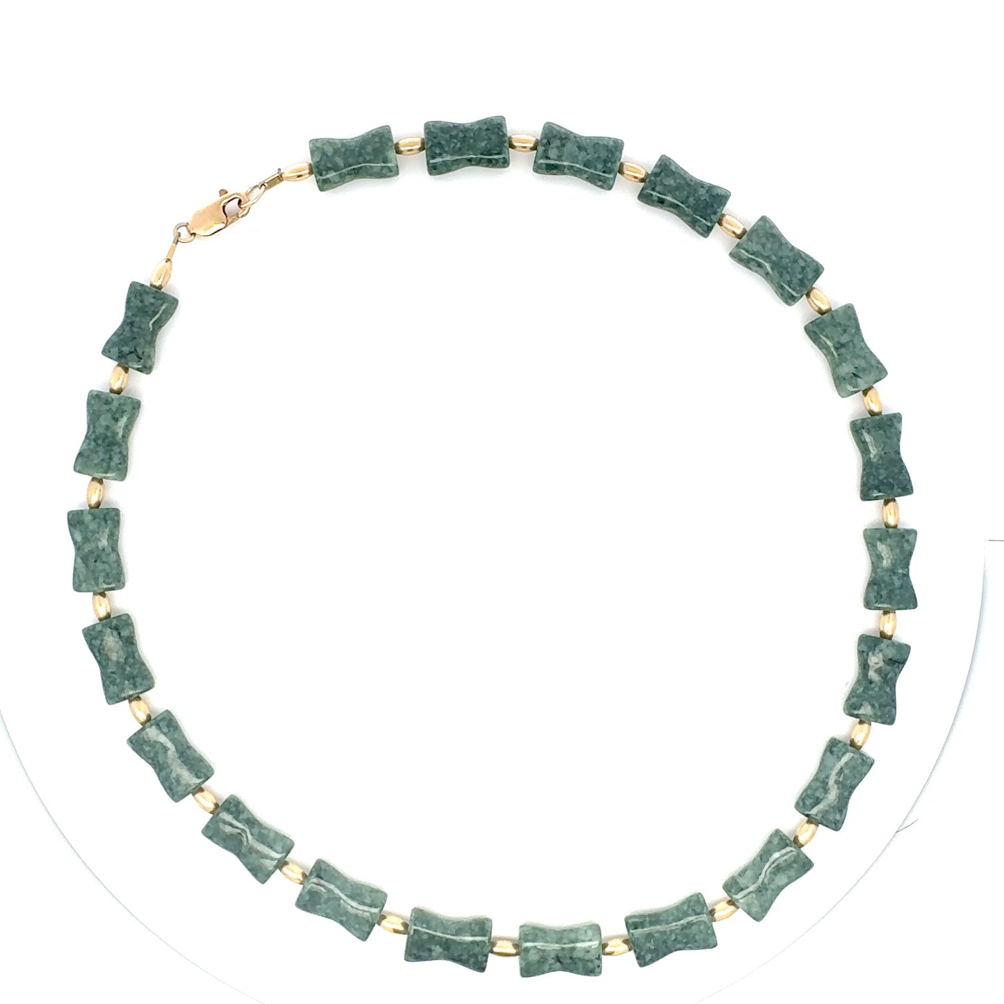 Jaguar Guatemalan Jade Hourglass Bead Necklace in Gold Vermeil