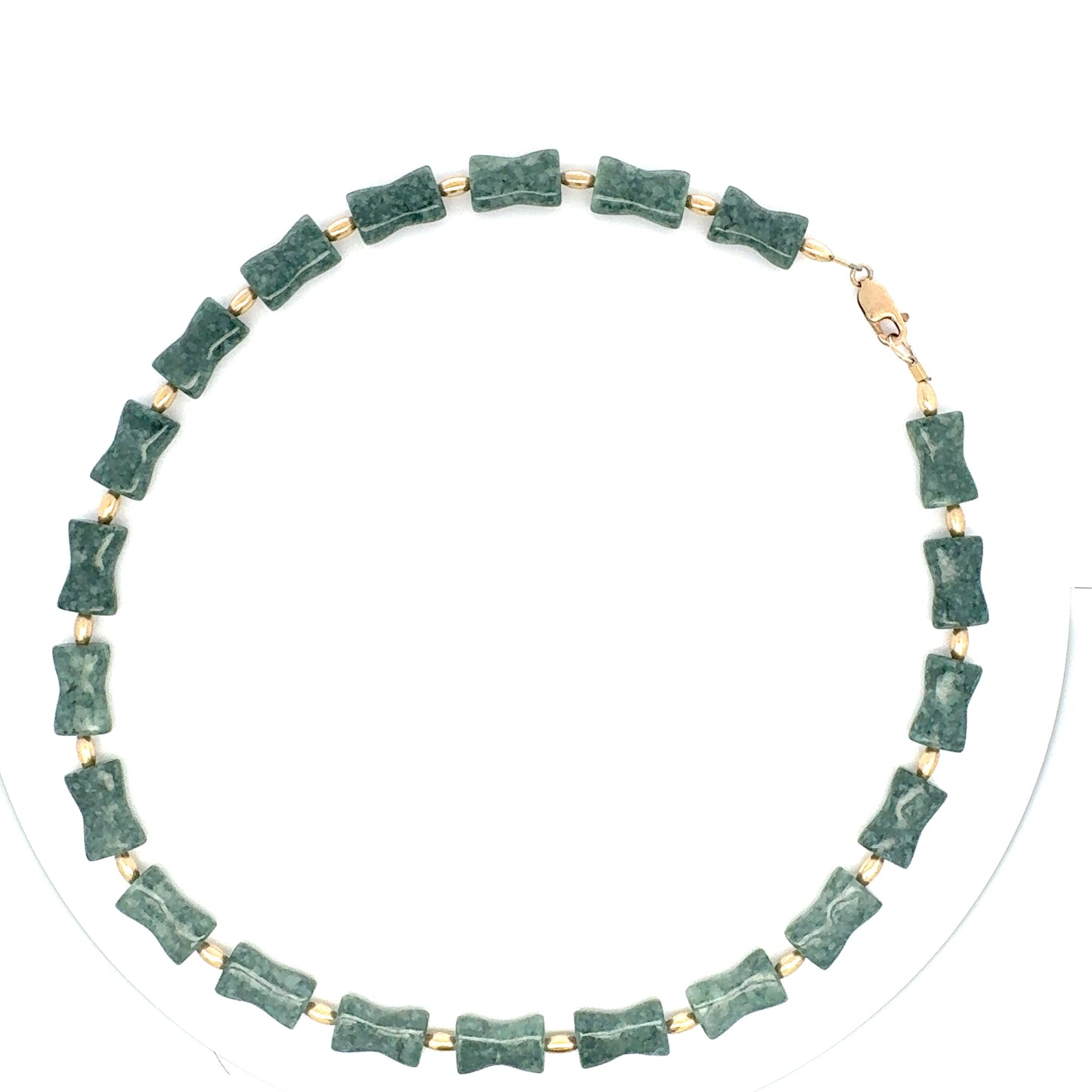 Jaguar Guatemalan Jade Hourglass Bead Necklace in Gold Vermeil