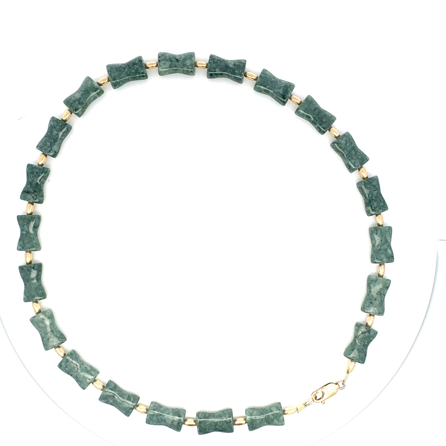 Jaguar Guatemalan Jade Hourglass Bead Necklace in Gold Vermeil