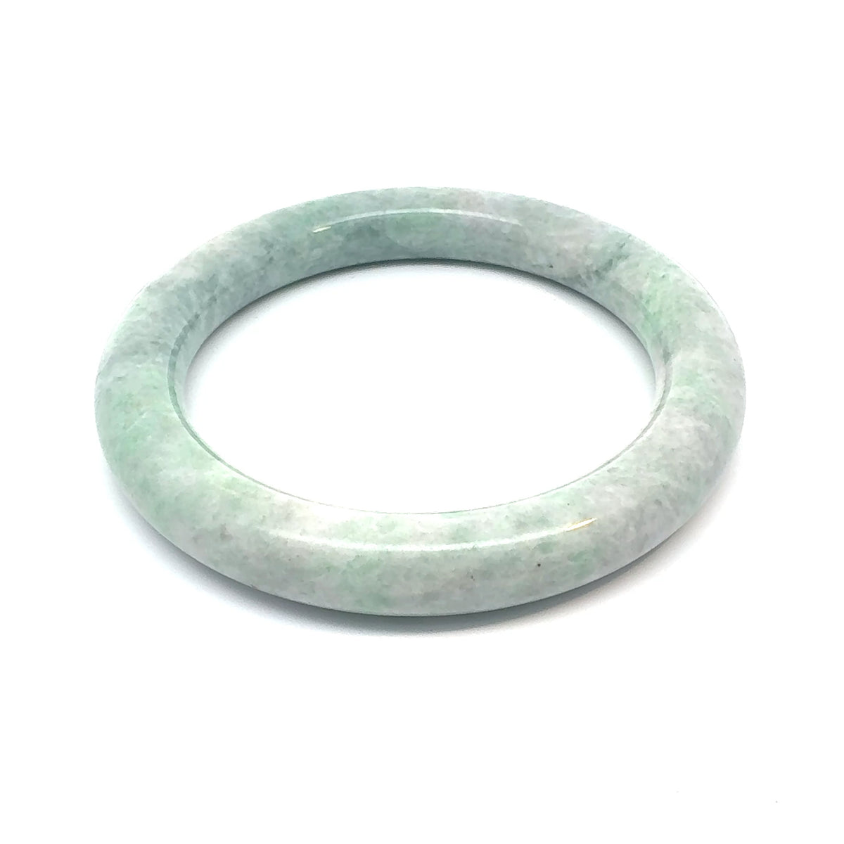 QAR Kazakh Jadeite Bangle, Light Green and White, Natural Type A