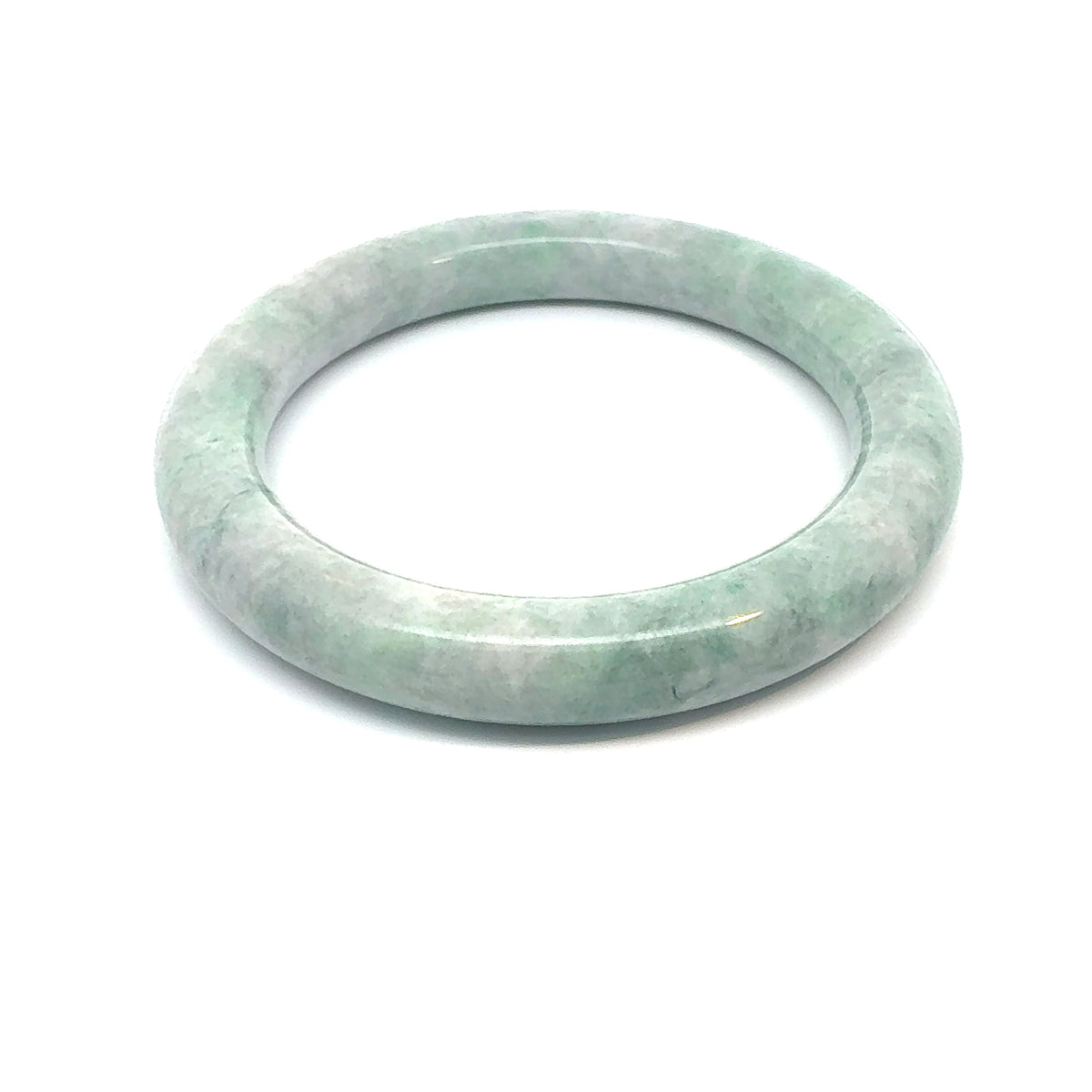 QAR Kazakh Jadeite Bangle, Light Green and White, Natural Type A