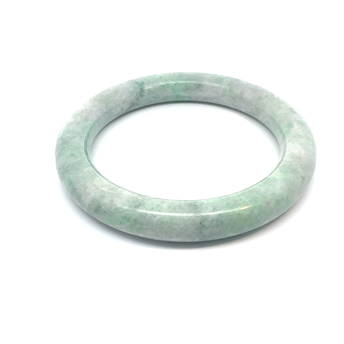 QAR Kazakh Jadeite Bangle, Light Green and White, Natural Type A