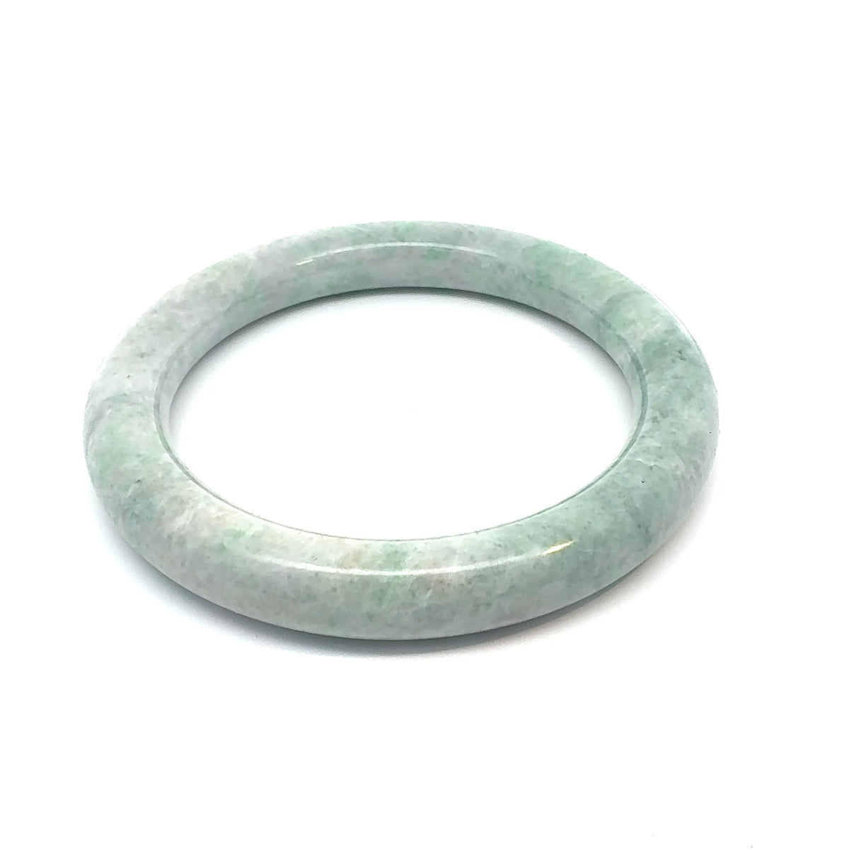 QAR Kazakh Jadeite Bangle, Light Green and White, Natural Type A