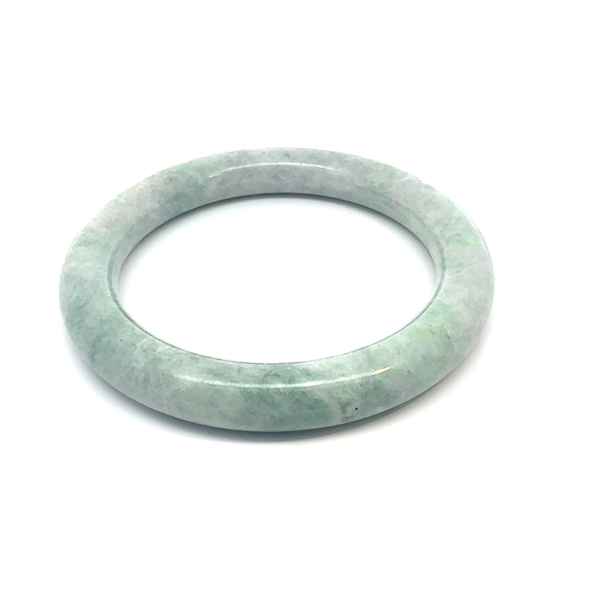 QAR Kazakh Jadeite Bangle, Light Green and White, Natural Type A
