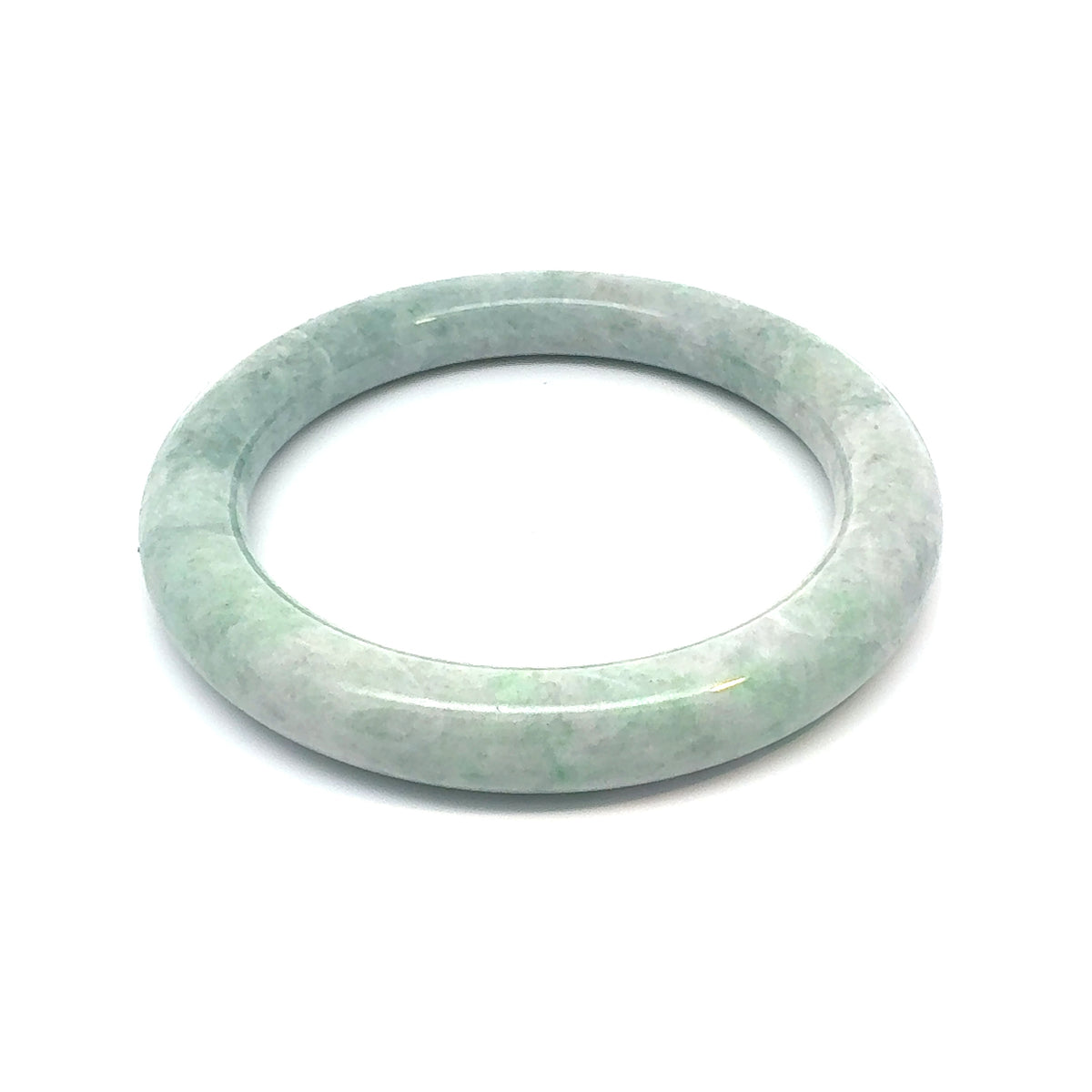 QAR Kazakh Jadeite Bangle, Light Green and White, Natural Type A