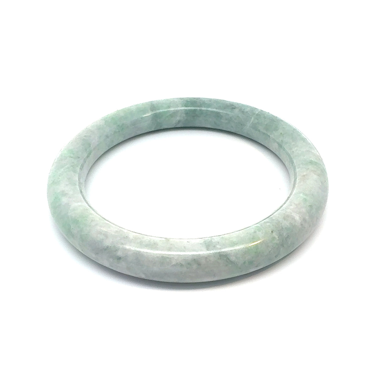 QAR Kazakh Jadeite Bangle, Light Green and White, Natural Type A