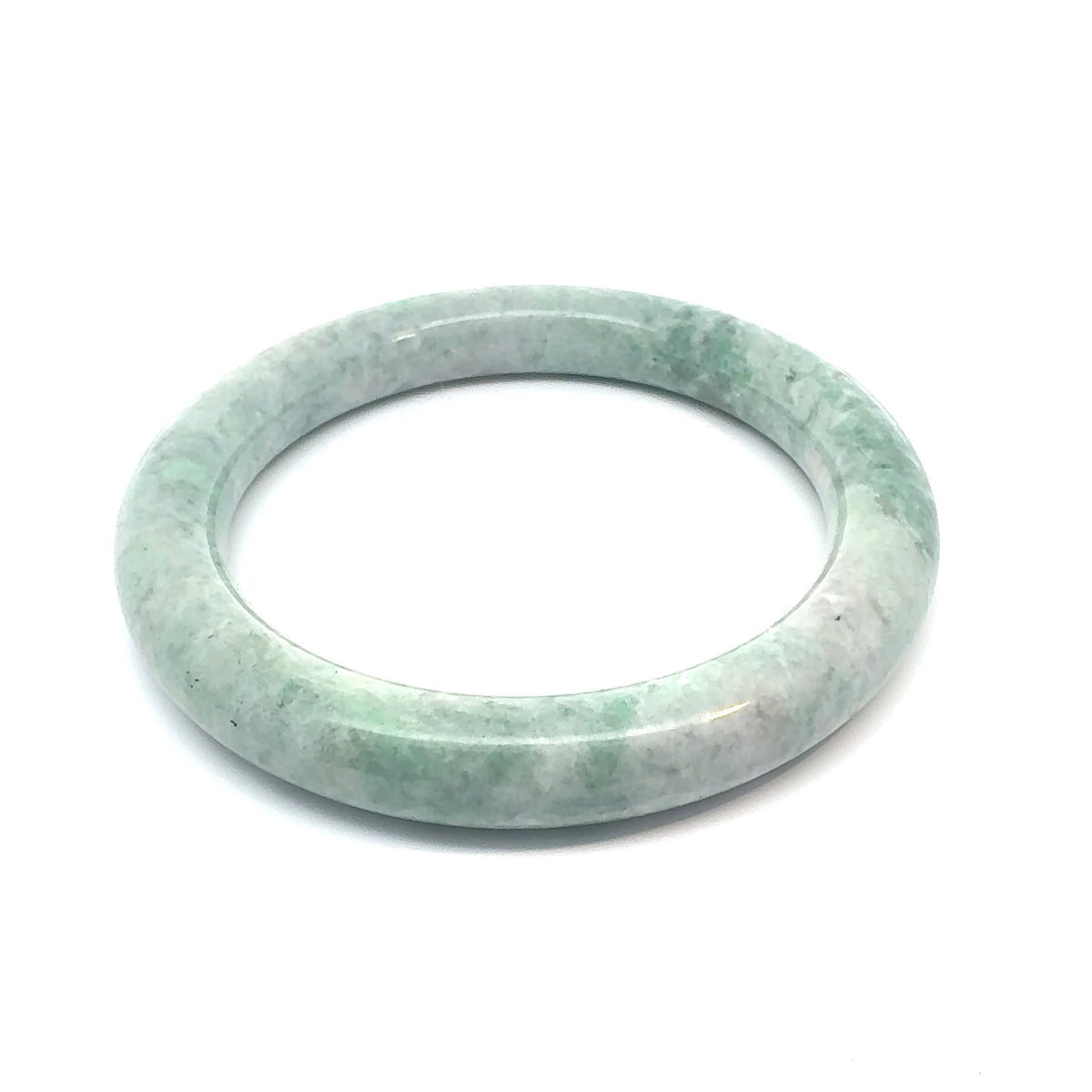 QAR Kazakh Jadeite Bangle, Mottled Green and White, Natural Type A