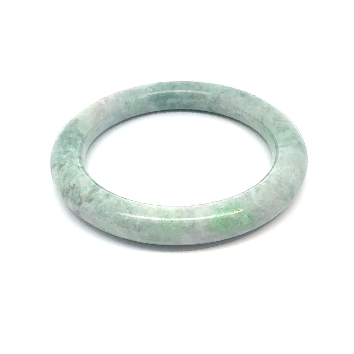QAR Kazakh Jadeite Bangle, Mottled Green and White, Natural Type A