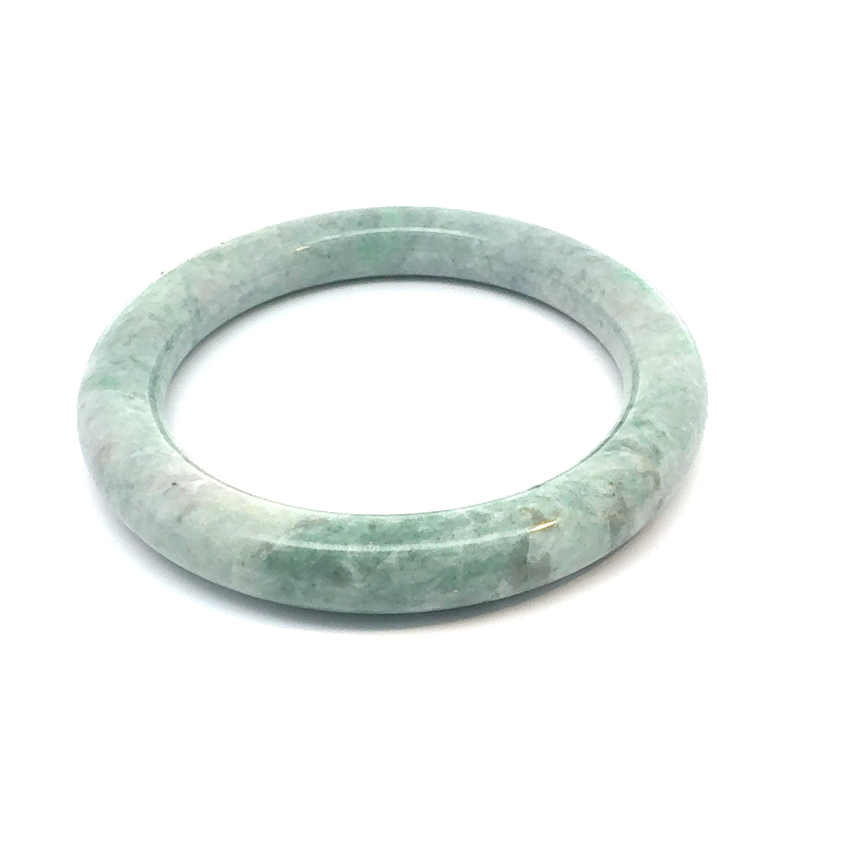 QAR Kazakh Jadeite Bangle, Mottled Green and White, Natural Type A