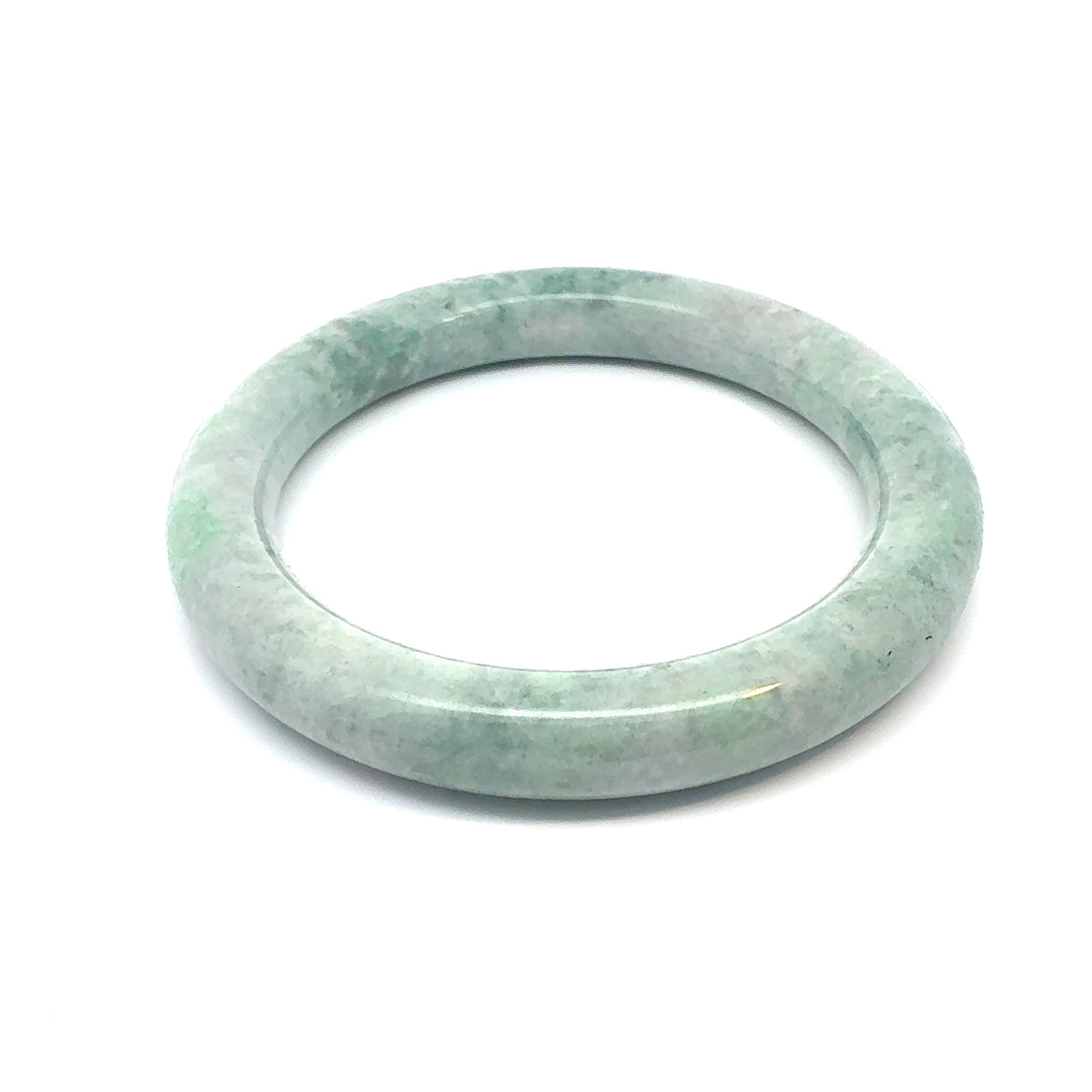 QAR Kazakh Jadeite Bangle, Mottled Green and White, Natural Type A