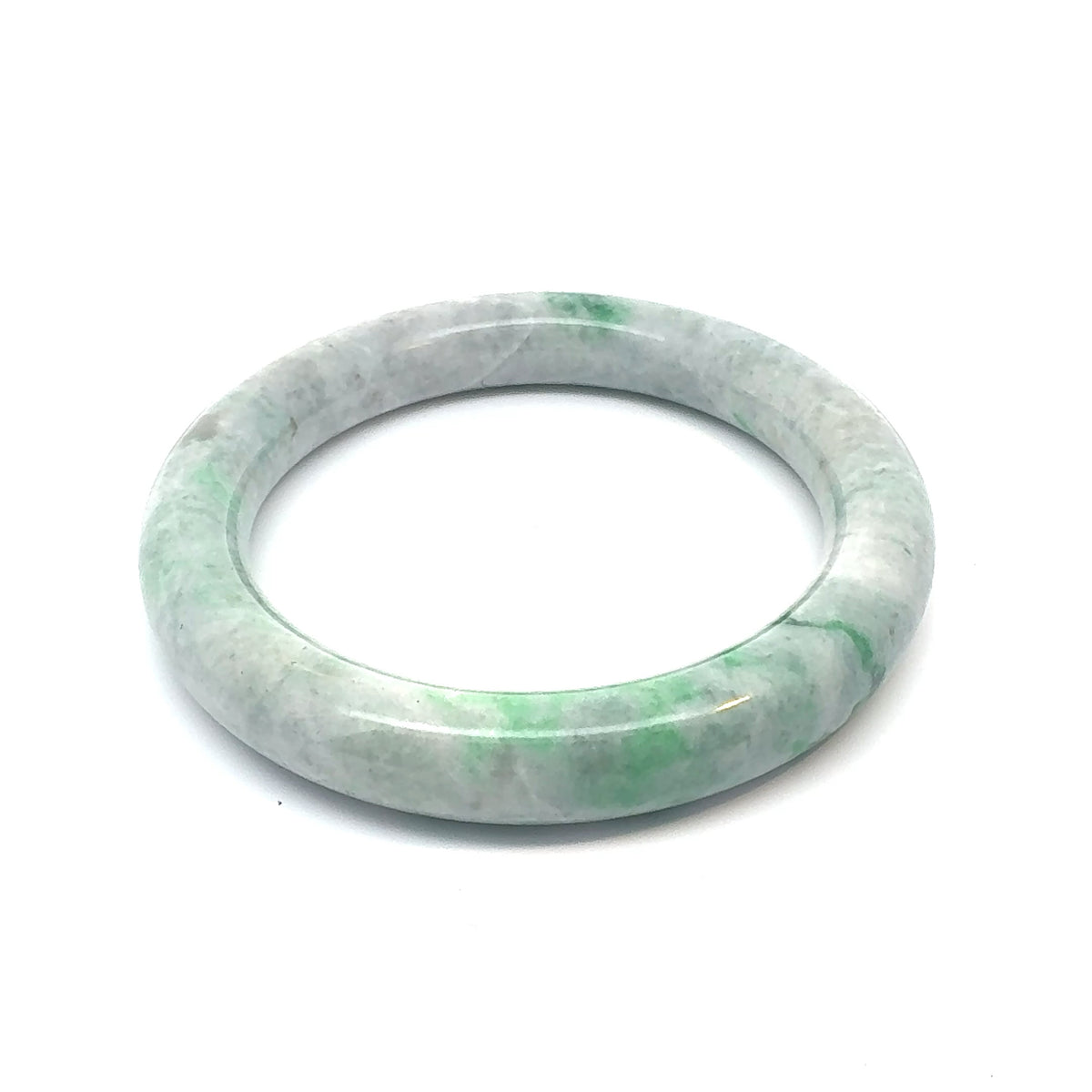 QAR Kazakh Jadeite Bangle, Pale Green and White, Natural Type A