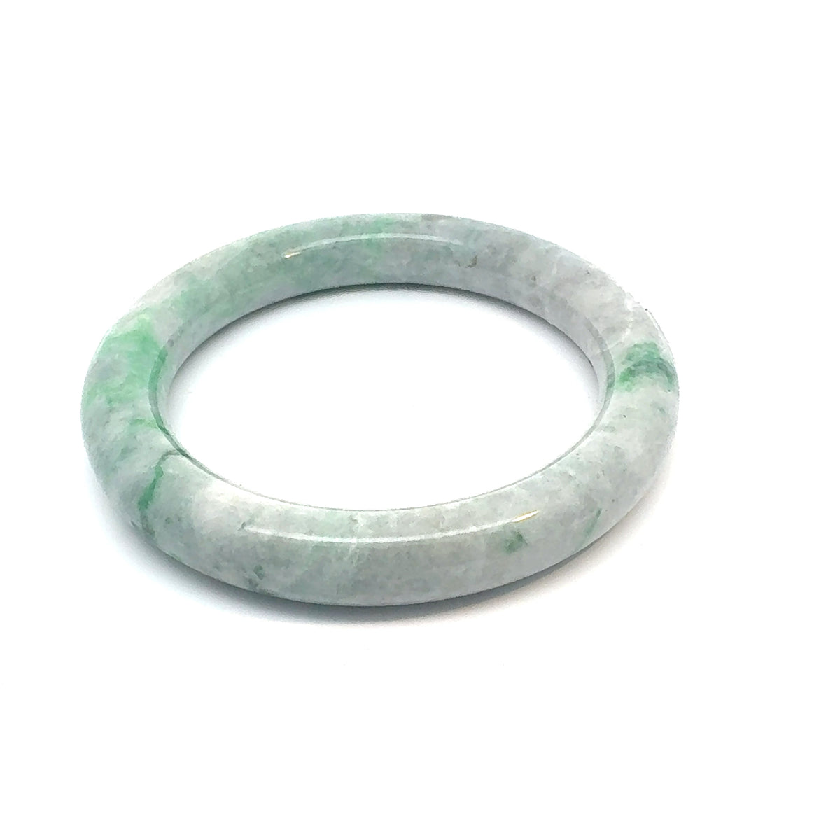 QAR Kazakh Jadeite Bangle, Pale Green and White, Natural Type A