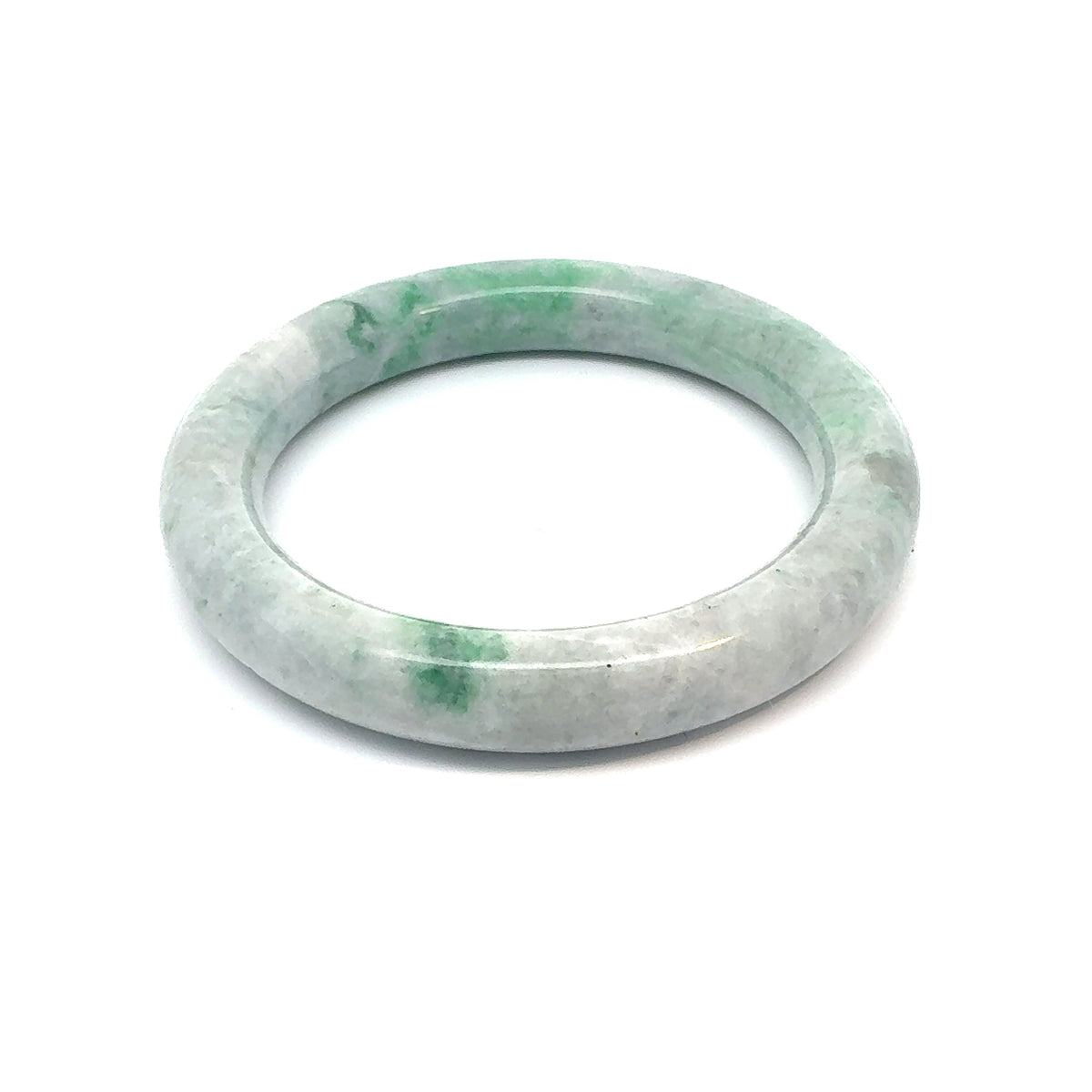QAR Kazakh Jadeite Bangle, Pale Green and White, Natural Type A