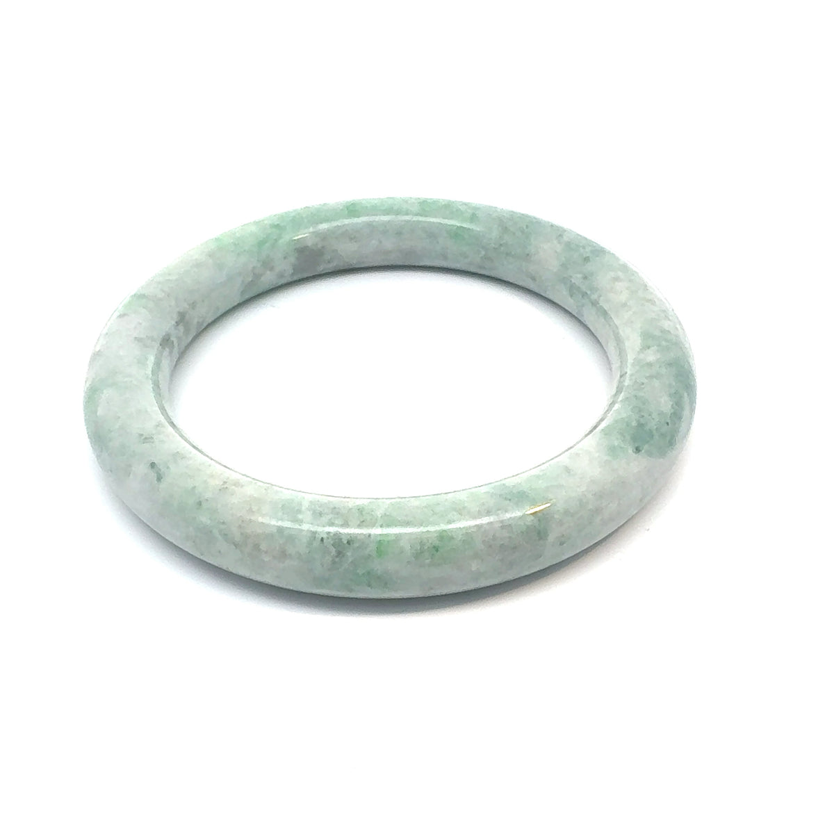 QAR Kazakh Jadeite Bangle, Light Green and White, Natural Type A