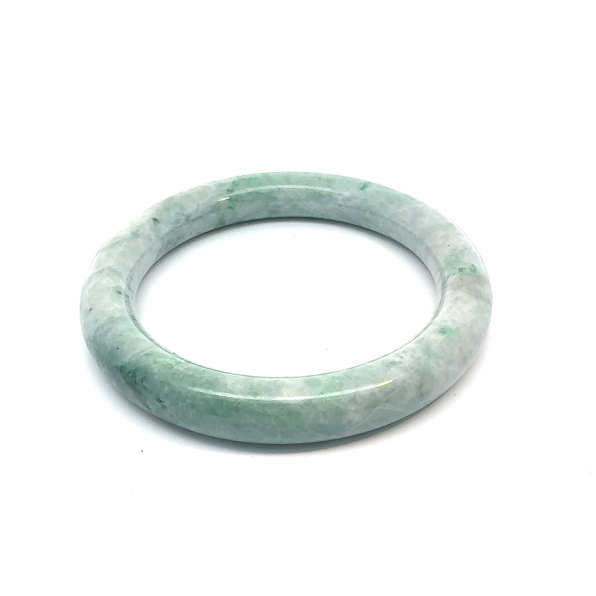 QAR Kazakh Jadeite Bangle, Grey-Green and White, Natural Type A