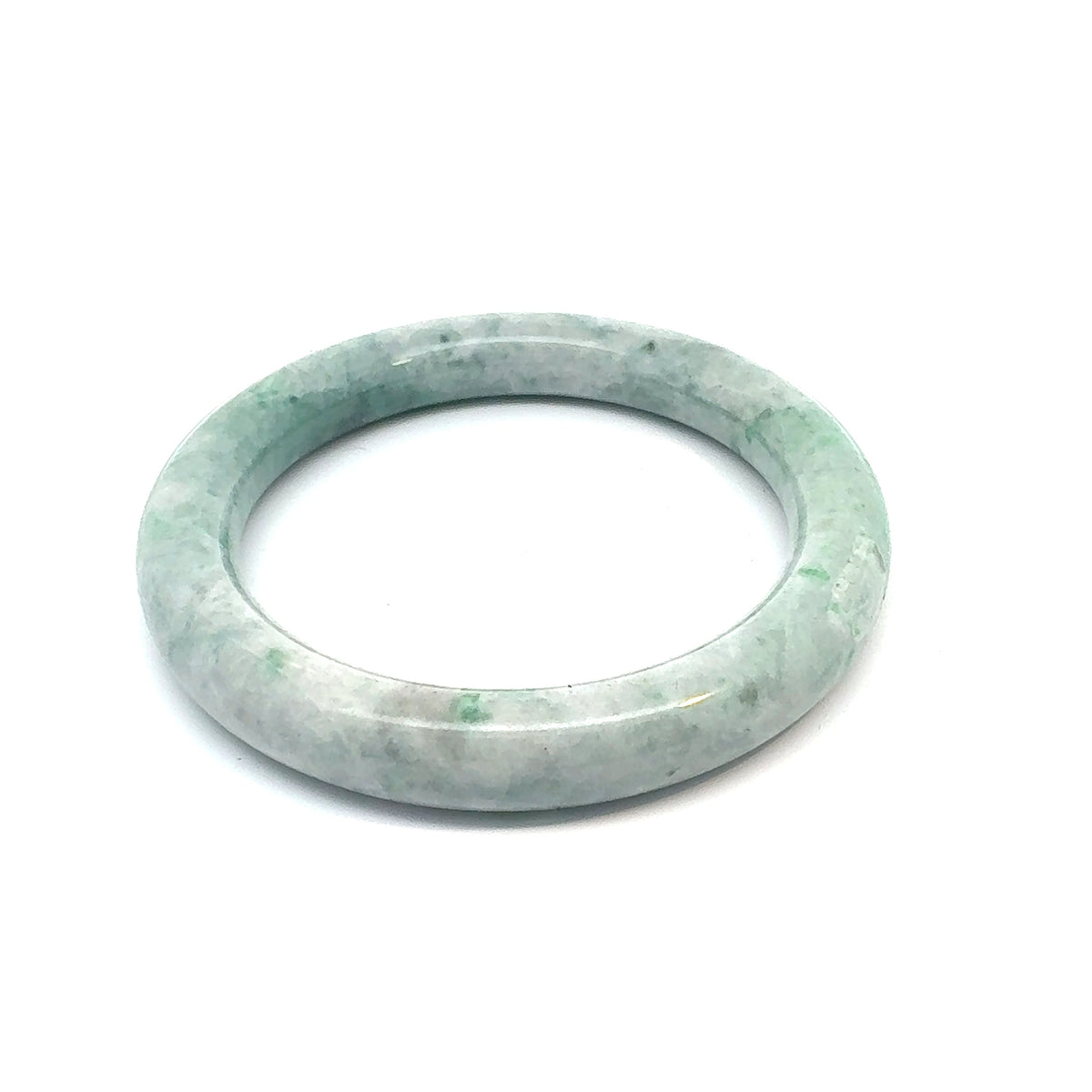 QAR Kazakh Jadeite Bangle, Grey-Green and White, Natural Type A