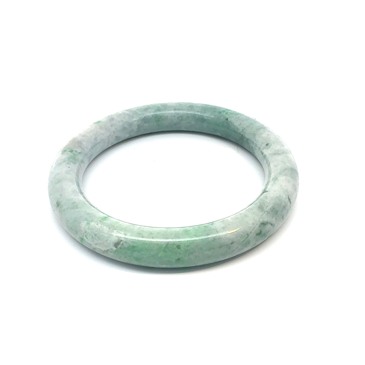 QAR Kazakh Jadeite Bangle, Grey-Green and White, Natural Type A