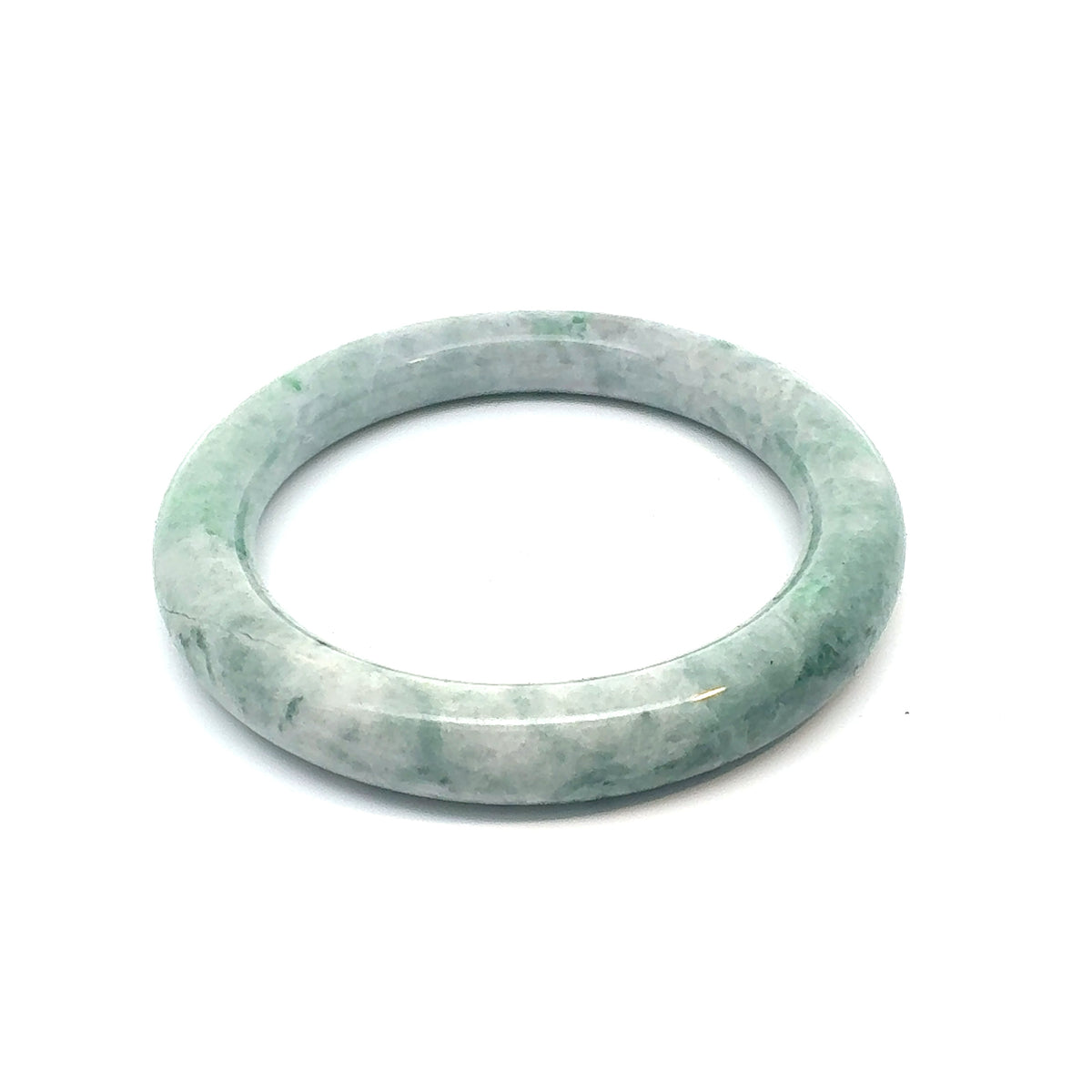 QAR Kazakh Jadeite Bangle, Grey-Green and White, Natural Type A