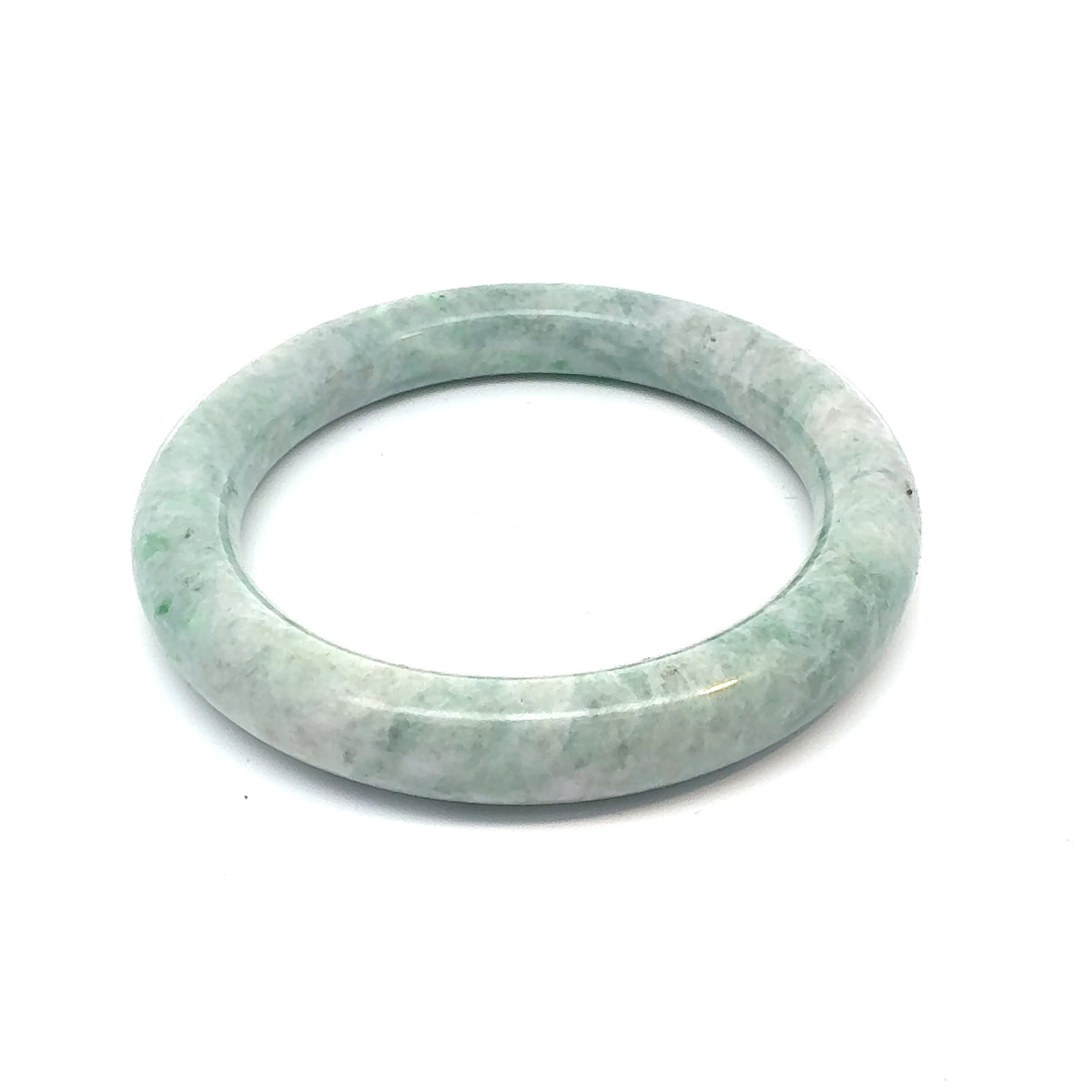 QAR Kazakh Jadeite Bangle, Pale Green and White, Natural Type A