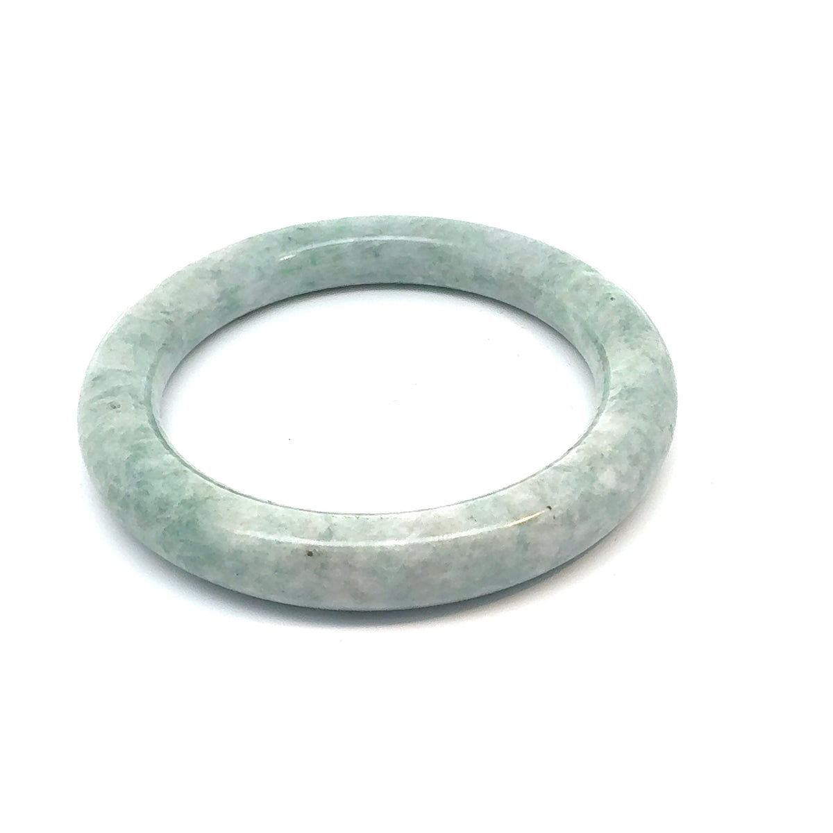 QAR Kazakh Jadeite Bangle, Pale Green and White, Natural Type A