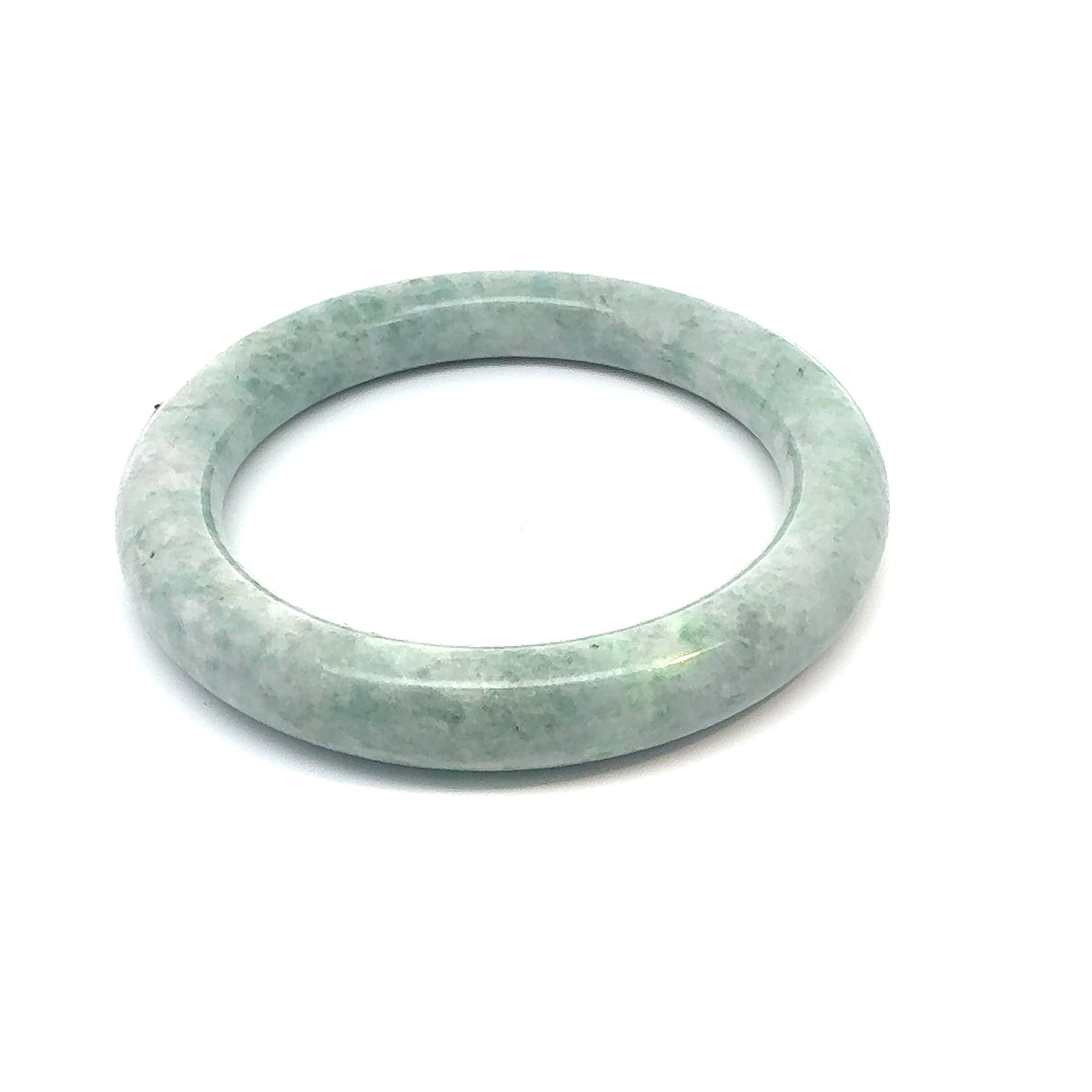 QAR Kazakh Jadeite Bangle, Pale Green and White, Natural Type A
