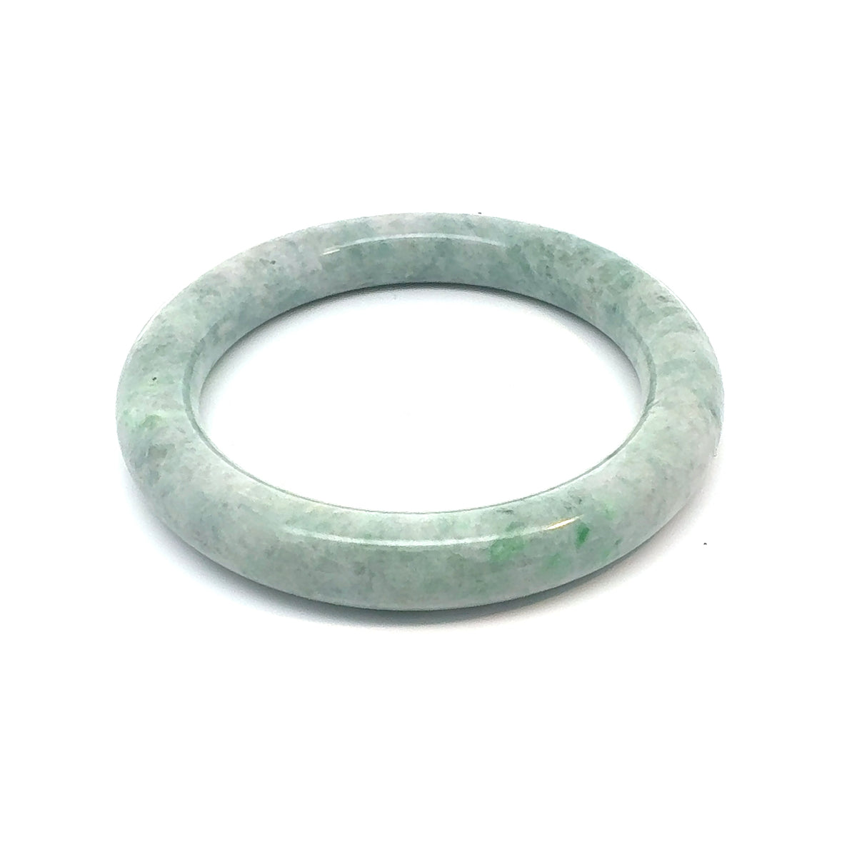 QAR Kazakh Jadeite Bangle, Pale Green and White, Natural Type A