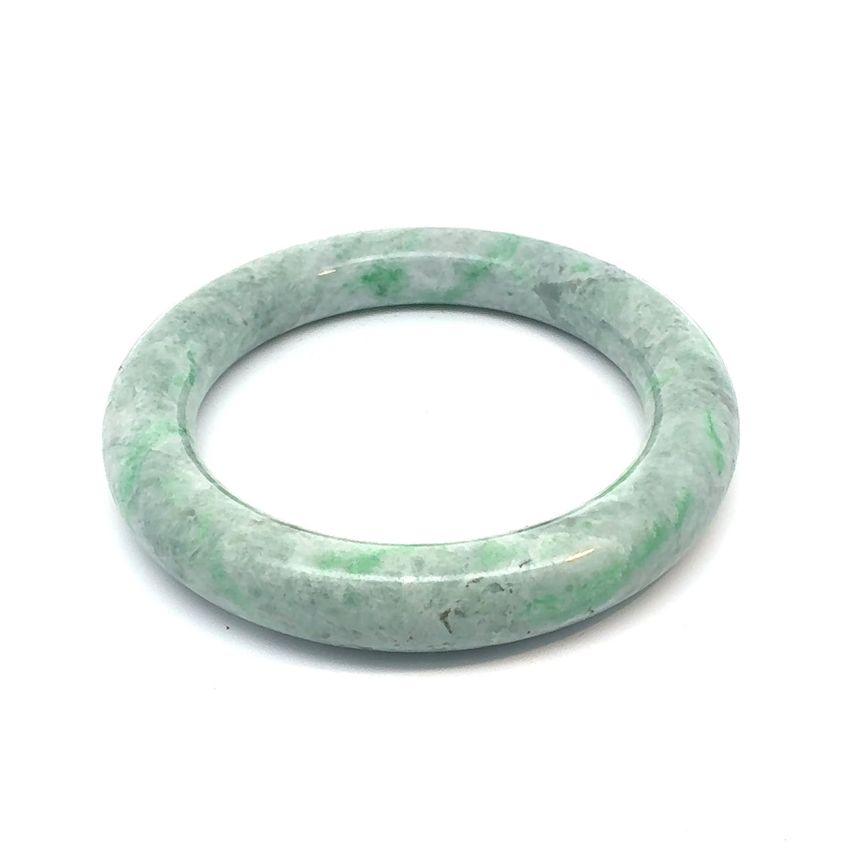 QAR Kazakh Jadeite Bangle, Light Green and White, Natural Type A