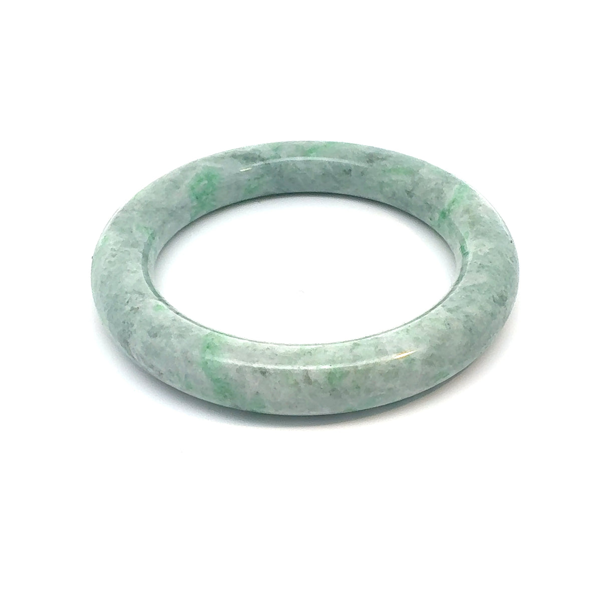 QAR Kazakh Jadeite Bangle, Light Green and White, Natural Type A
