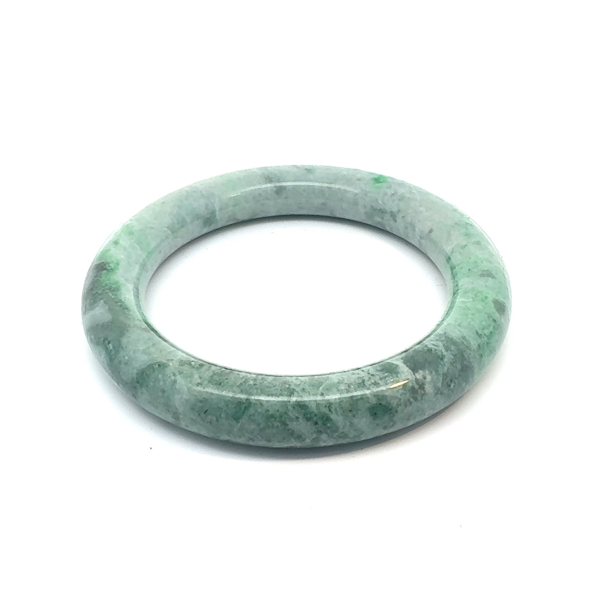TAU Kazakh Jadeite Bangle, Mottled Light and Medium Green, Natural Type A
