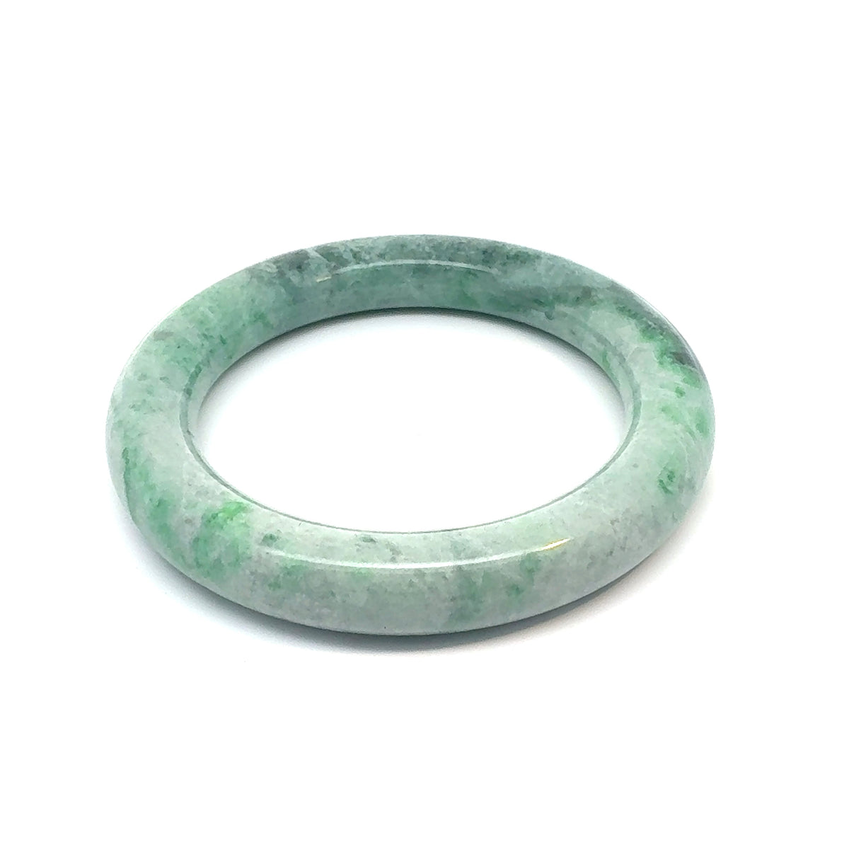 TAU Kazakh Jadeite Bangle, Mottled Light and Medium Green, Natural Type A