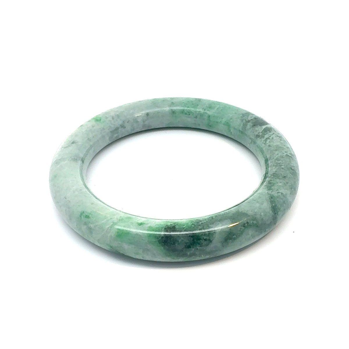 TAU Kazakh Jadeite Bangle, Mottled Light and Medium Green, Natural Type A