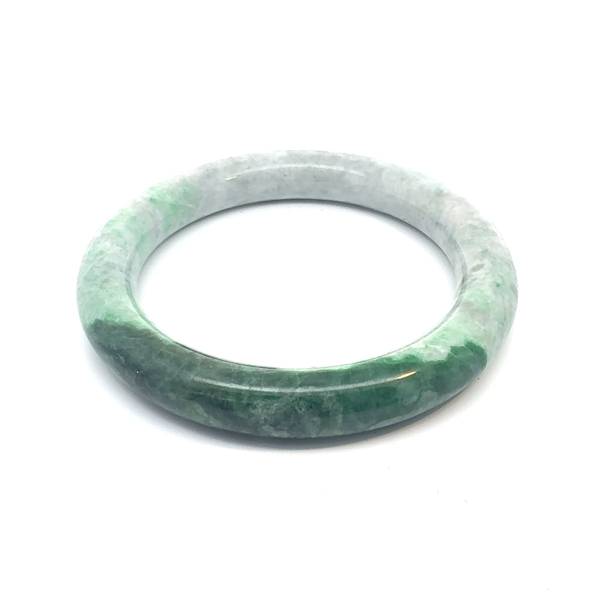 TAU Kazakh Jadeite Bangle, Green and White Gradient, Natural Type A